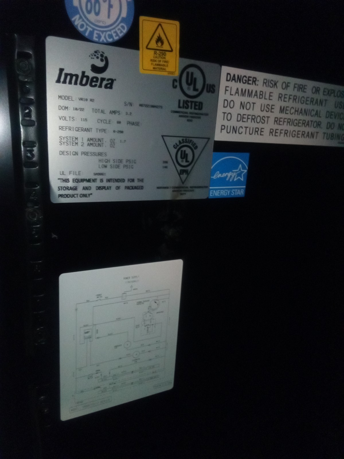 Imbera VR10 R2 Monster Energy Freestanding Refrigerator LED Lighting