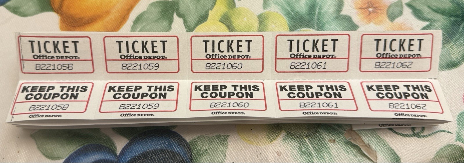 Raffle Tickets 100 Double Stub - Free Shipping