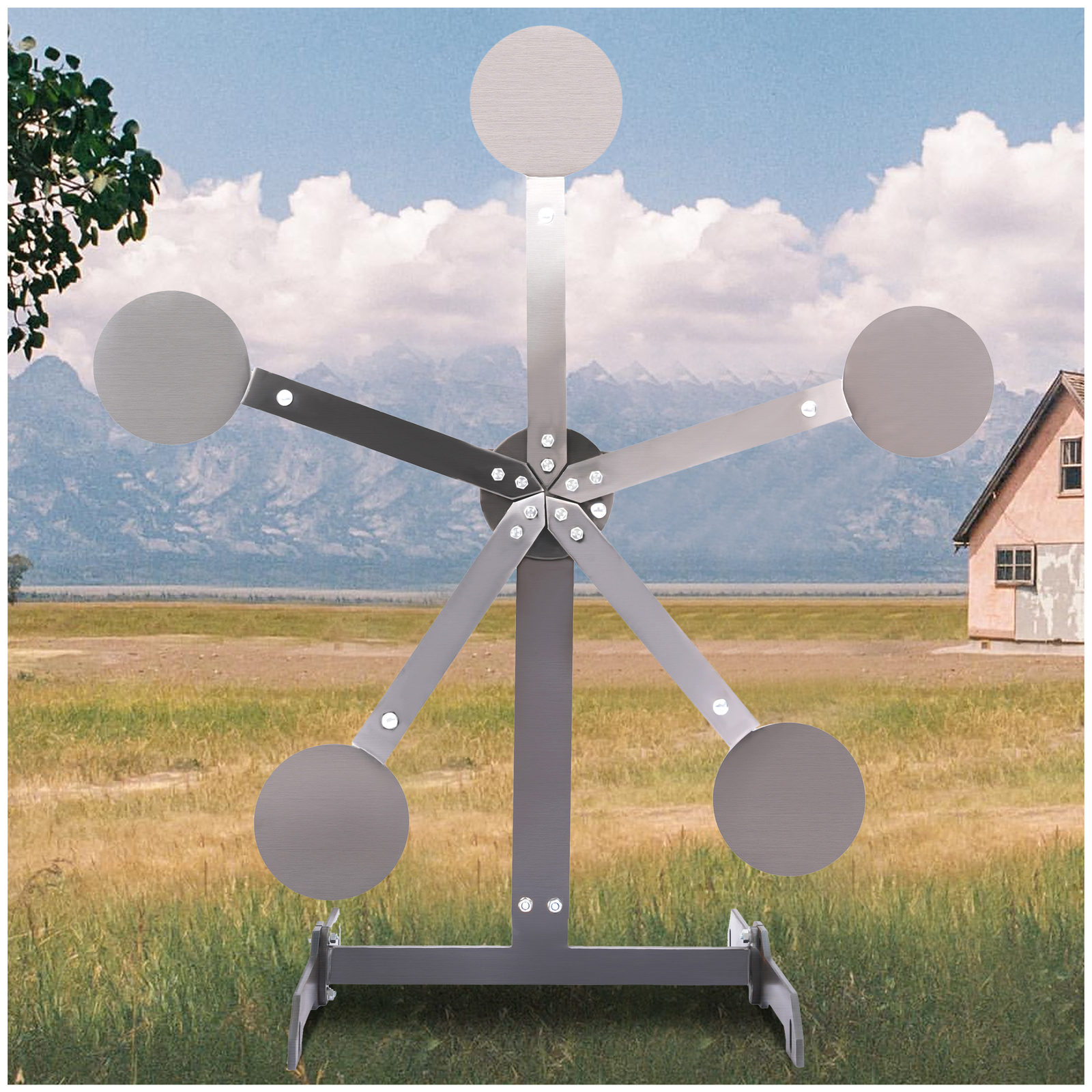 8" inch Portable Paddles Star Reactive Shooting Target Q235 Steel, No Welding