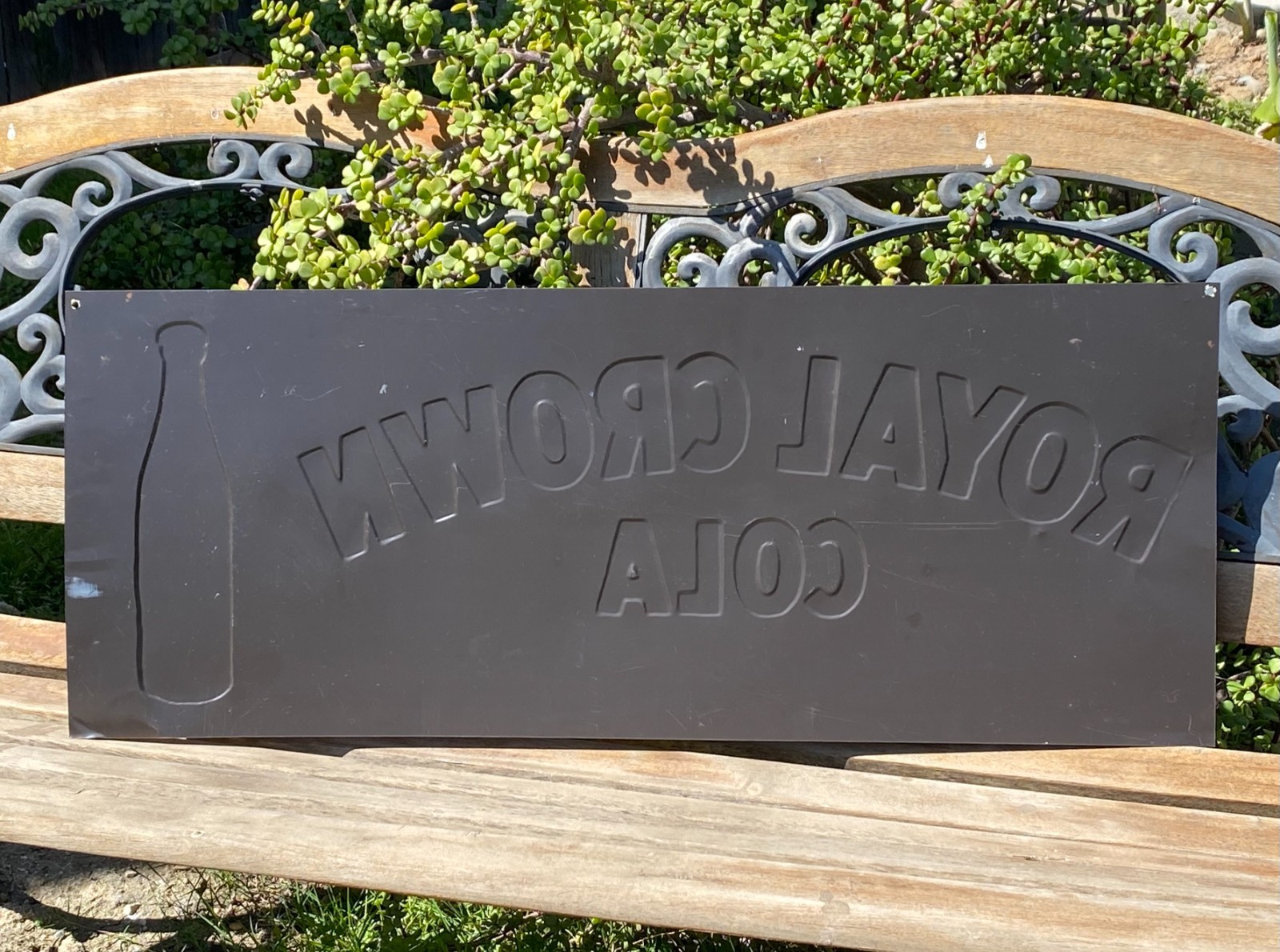 Vintage Drink Royal Crown Cola Embossed Tin Litho Sign Bottle Donaldson SST Soda