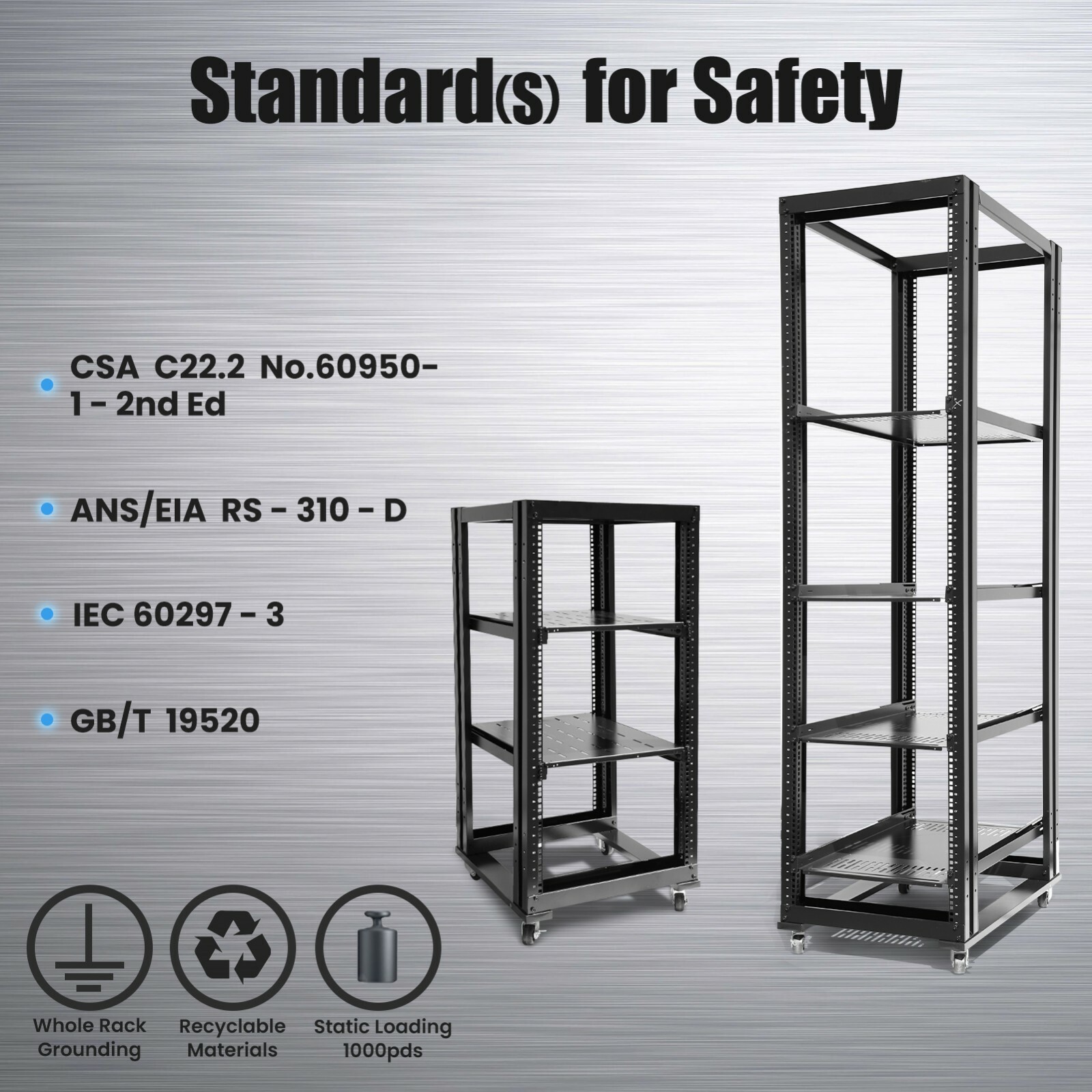 RAISING ELECTRONICS 15 22 36 42U 4 Post Open Frame 19inch Server/Audio Rack UL