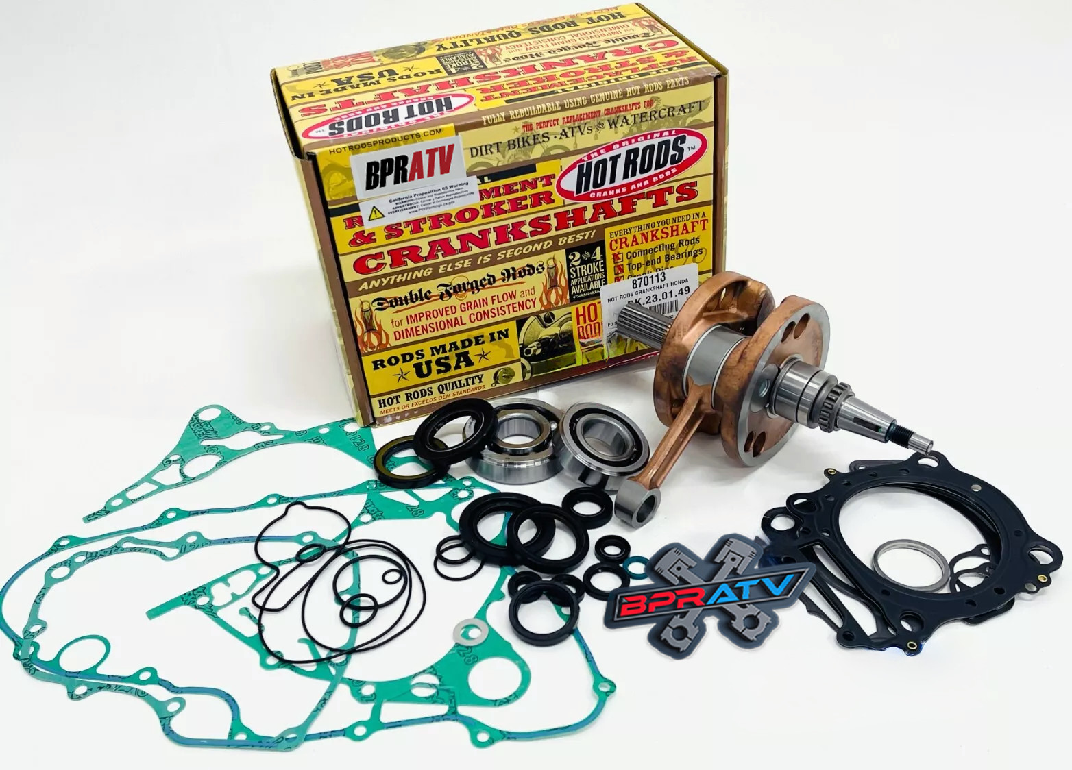 New Hot Rods Crankshaft Rebuild Kit TRX450R TRX450ER '06-14 SKF Bearings Gaskets