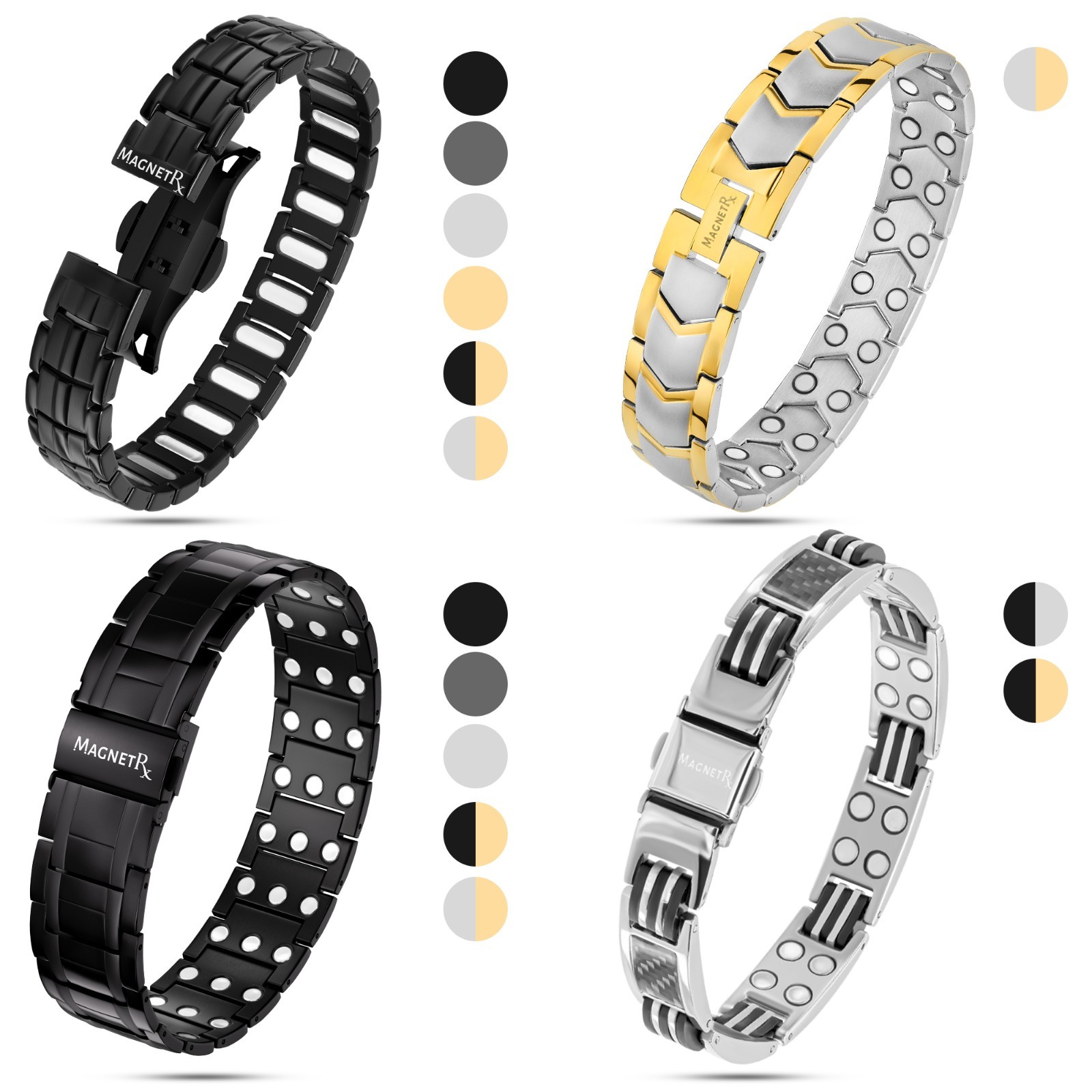 MagnetRX® Mens Bracelet Magnetic Healing Therapy Arthritis Pain Relief Bangle