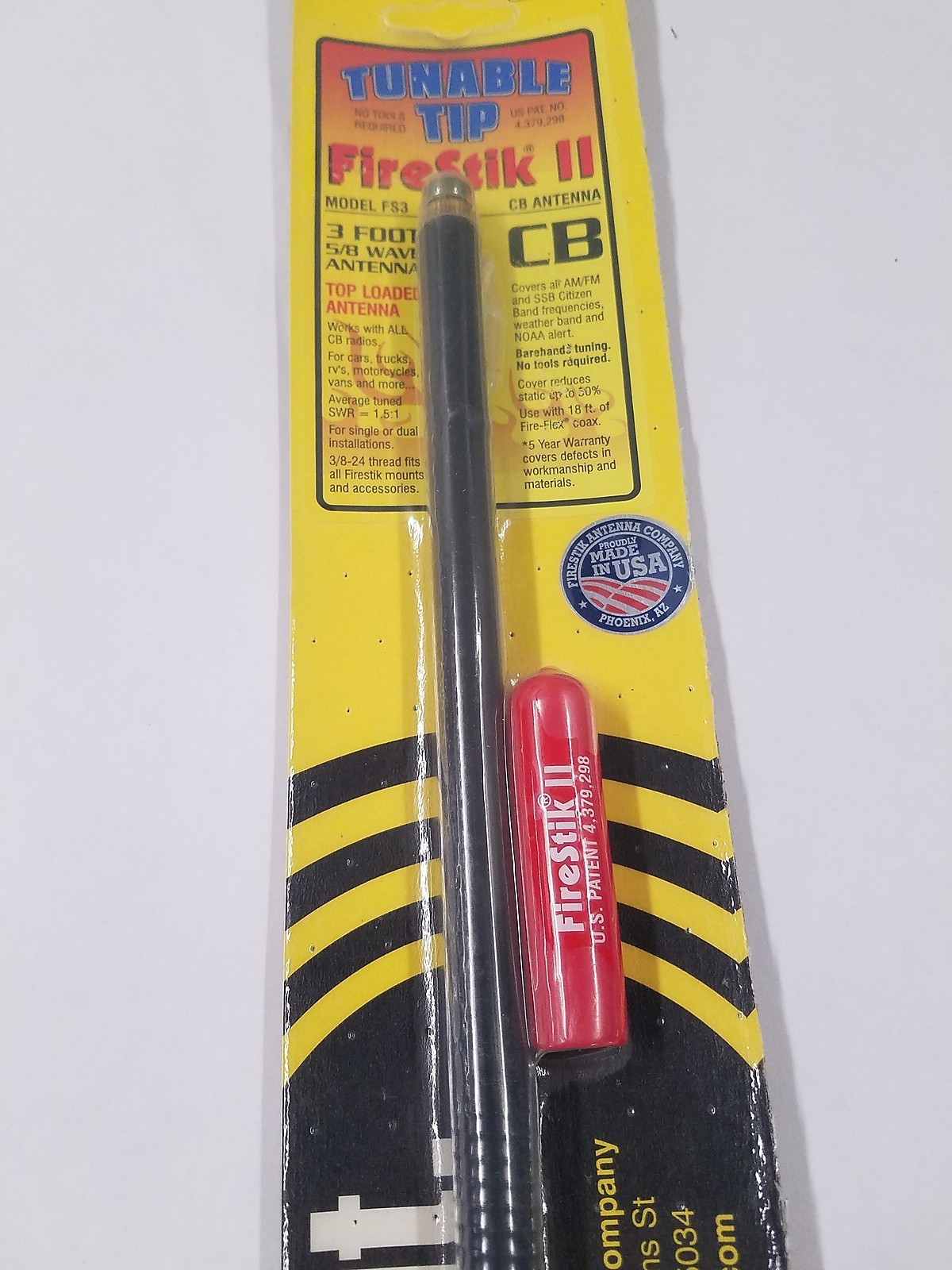 Firestik II FS3 Black 3 ft. Fiberglass CB Radio Antenna w/ tuneable tip 3 foot