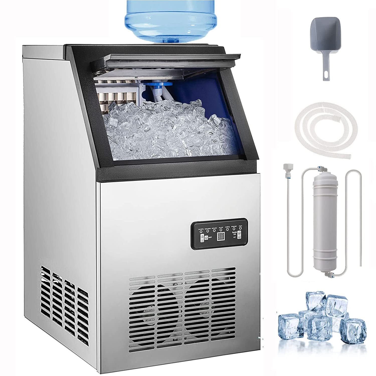 110LBS/24H Commercial Restaurants Ice Maker Machine Freestanding Undercounter