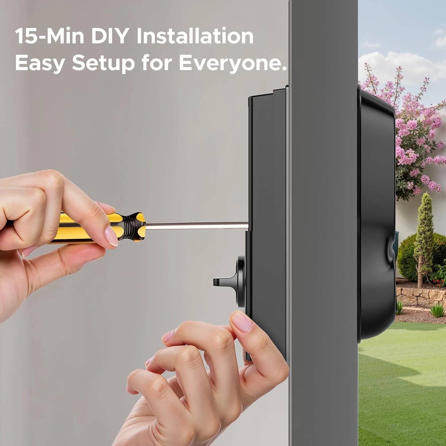 WiFi Video Smart Lock with Camera & Handle 6-in-1 Keyless Entry 2-Way Audio IP66