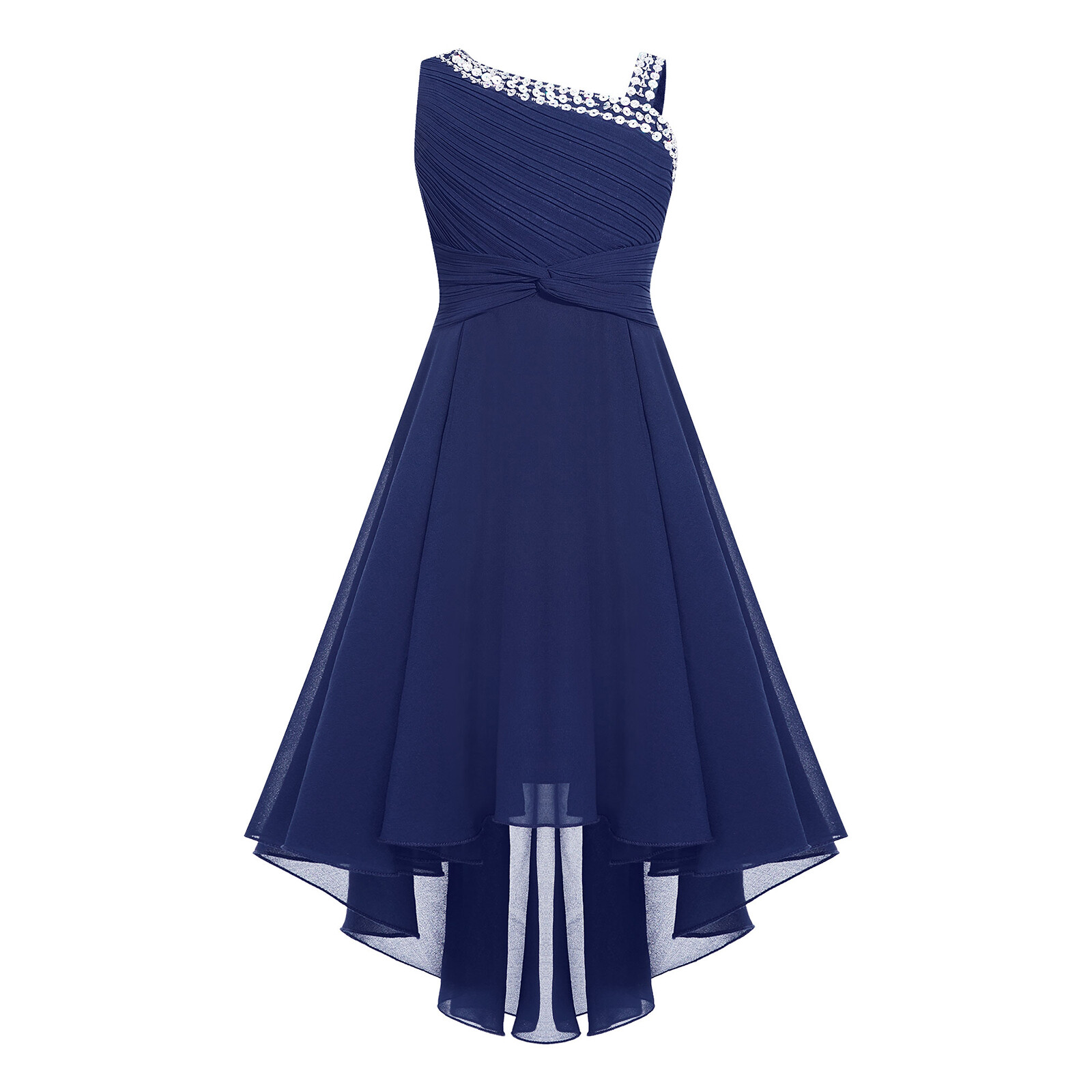 US Girls Sparkly Straps Summer Dress Sleeveless High Low Junior Bridesmaid Dress