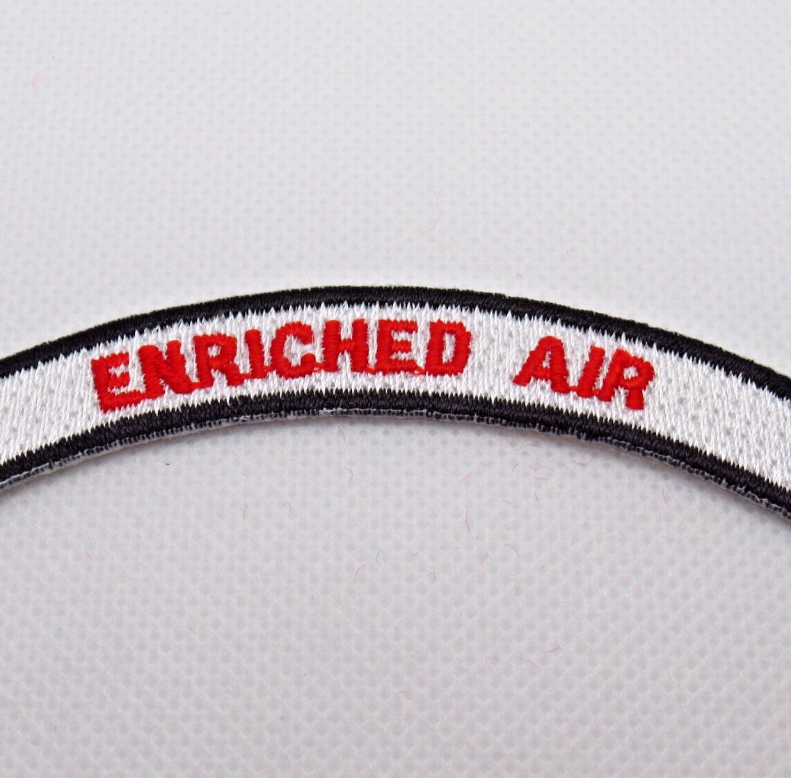 Enriched Air Patch Arch Red Letters White Black Border Iron On Scuba Dive