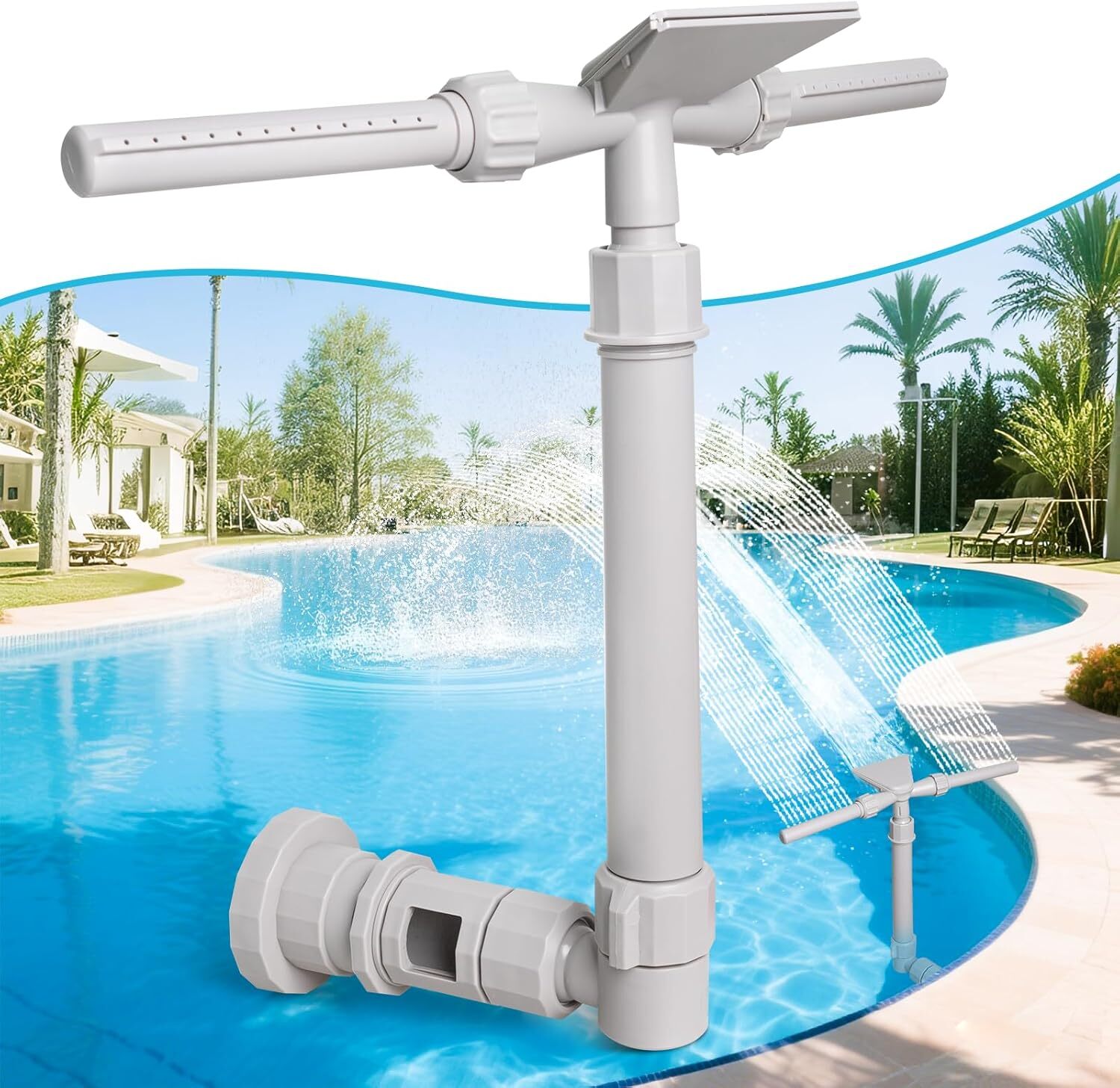 Pool Fountain Dual Spray Waterfall for Above & In-Ground Pools