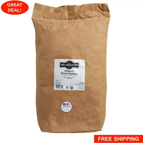 25 lb. Organic White Quinoa Bulk Bag Home Pantry Food Supply Vegan Gluten Free