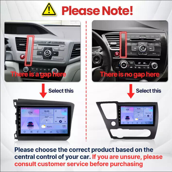 Android 13.0 Apple Carplay Car Radio Stereo GPS 4+64GB For Honda Civic 2013-2015