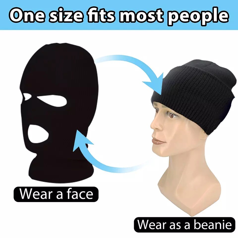 3 Hole Full Face Mask Winter Ski Cap Balaclava Beanie Tactical Warm Hat US
