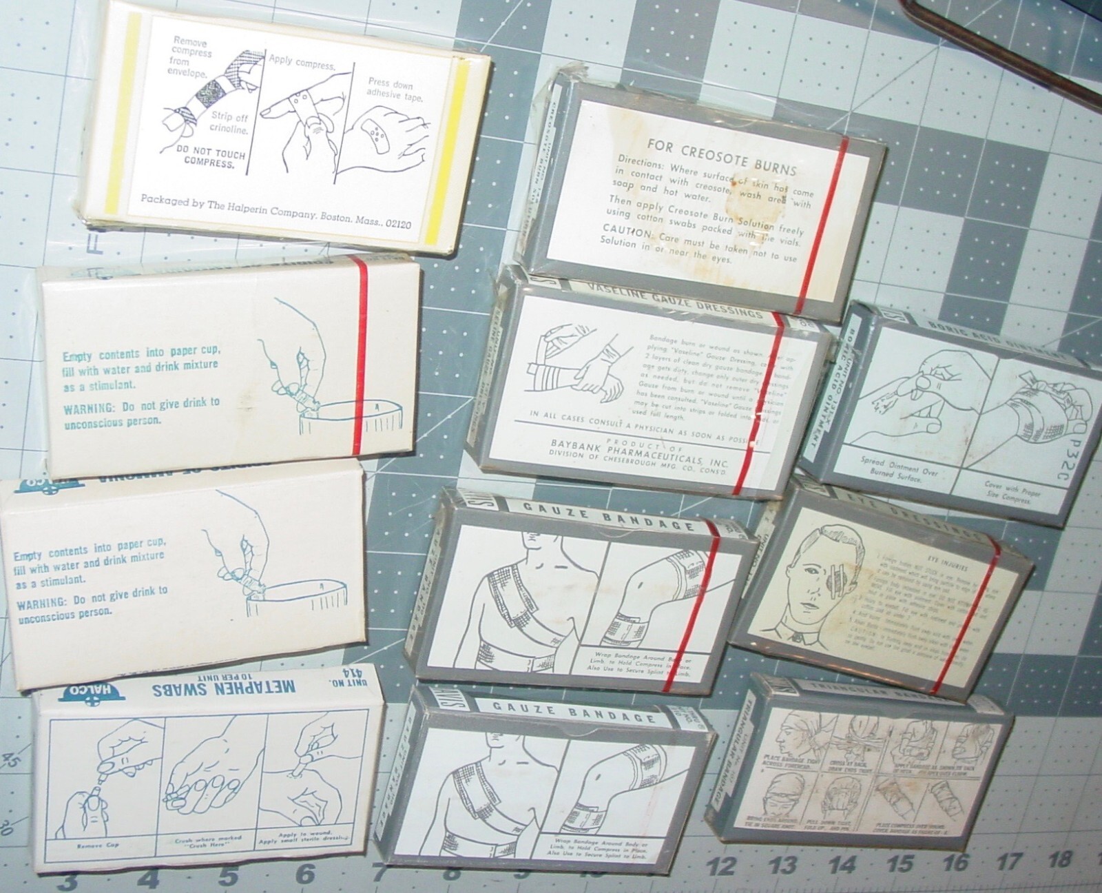 Vintage MSA Mine Safety Power Company Metal Mount First Aid Kit w/Contents USA