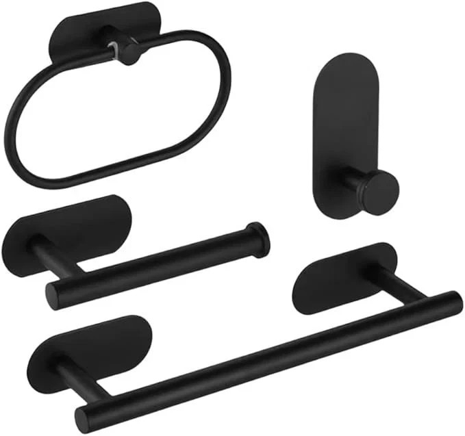 4 Piece Bath Accessories Bathroom Hardware Set Towel Bar Set - Matte Black