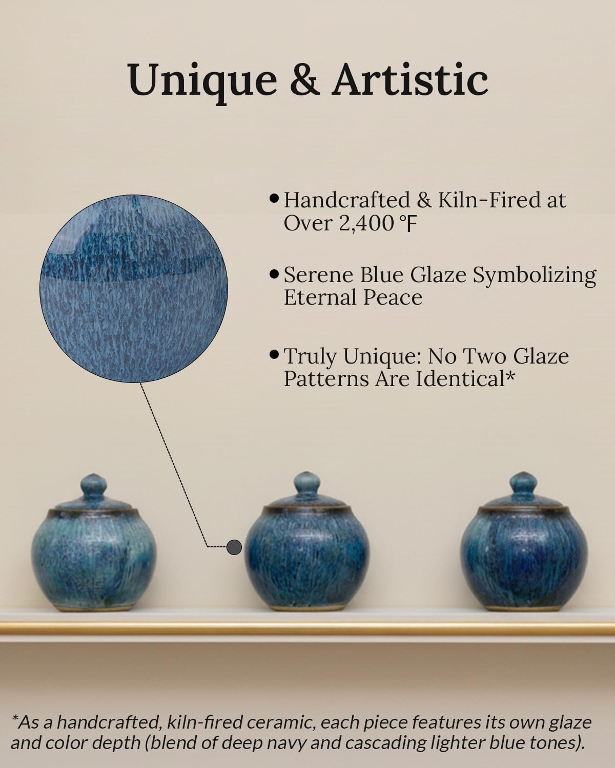 Lumulyfe Small Keepsake Urn with Memorial Box - Unique Size, Blue