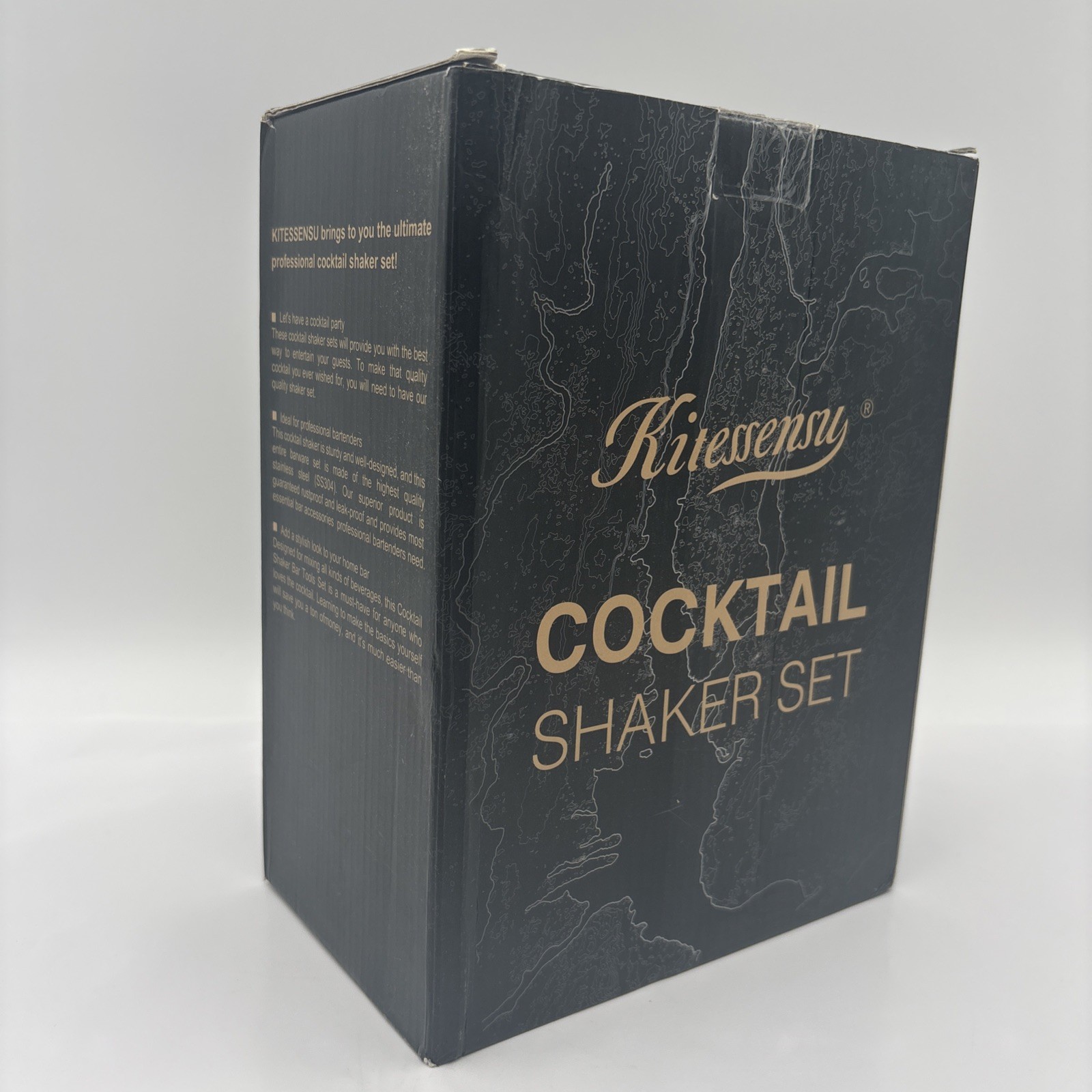 KITESSENSU Cocktail Shaker Set Bartender Kit with Stand - 6 Pieces - Silver NEW