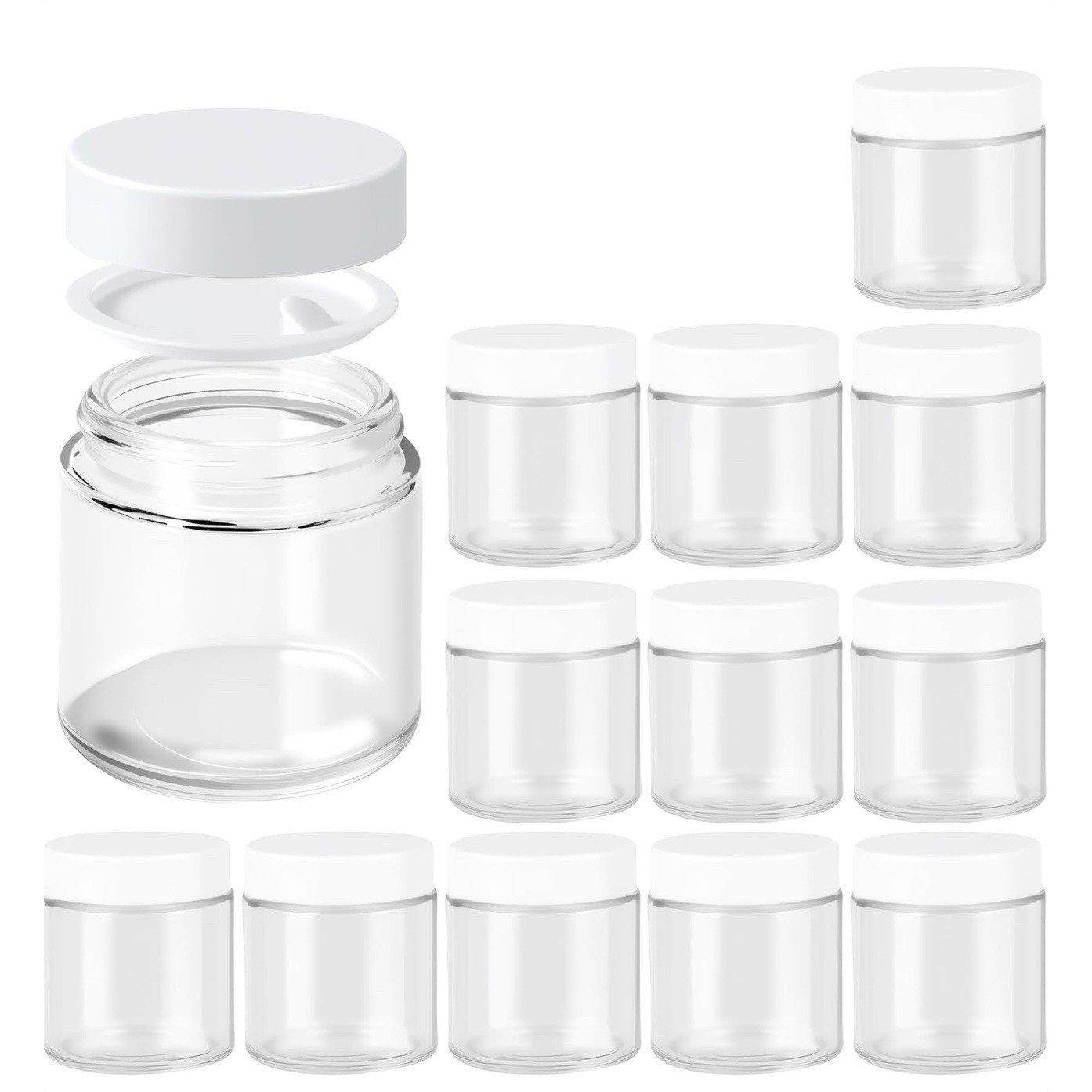 173 Pack Clear Glass Jars White Screw Lids Small Cosmetic Balm Sample Container