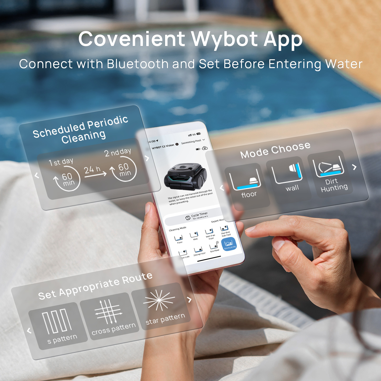 WYBOT C2 Vision Pool Robot Vacuum, Debris Detection with AI Camera,8-in-1 Master