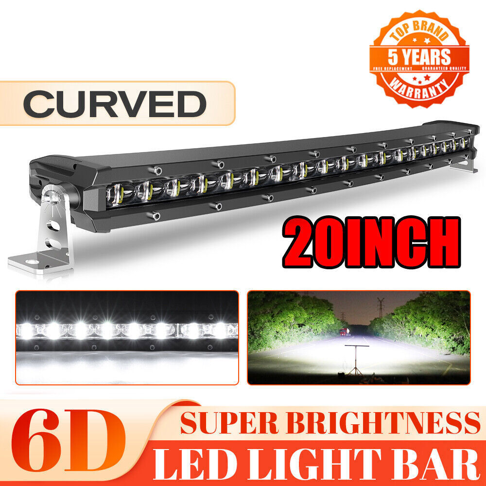 Curved 20 26 32 38 44 50" Slim LED Light Bar Off Road Driving UTV SUV Truck Boat