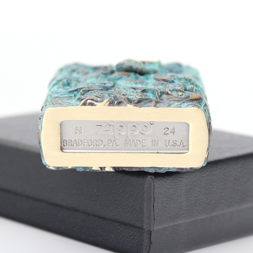 Zippo lighter Asia 6A Full Cover Custom/ Dragon & Phoenix Corrosion Processing