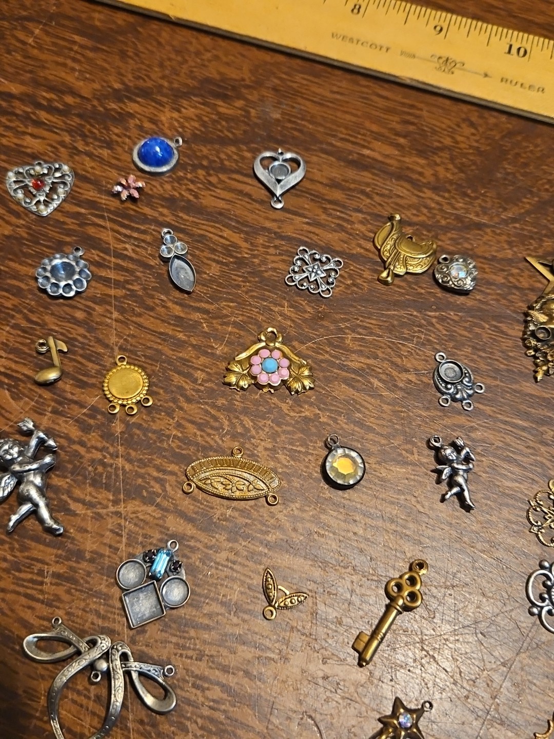 Lot Of 50 Mixed Parts Pcs France Vintage 60s Brass Stampings Findings Jewelry 26