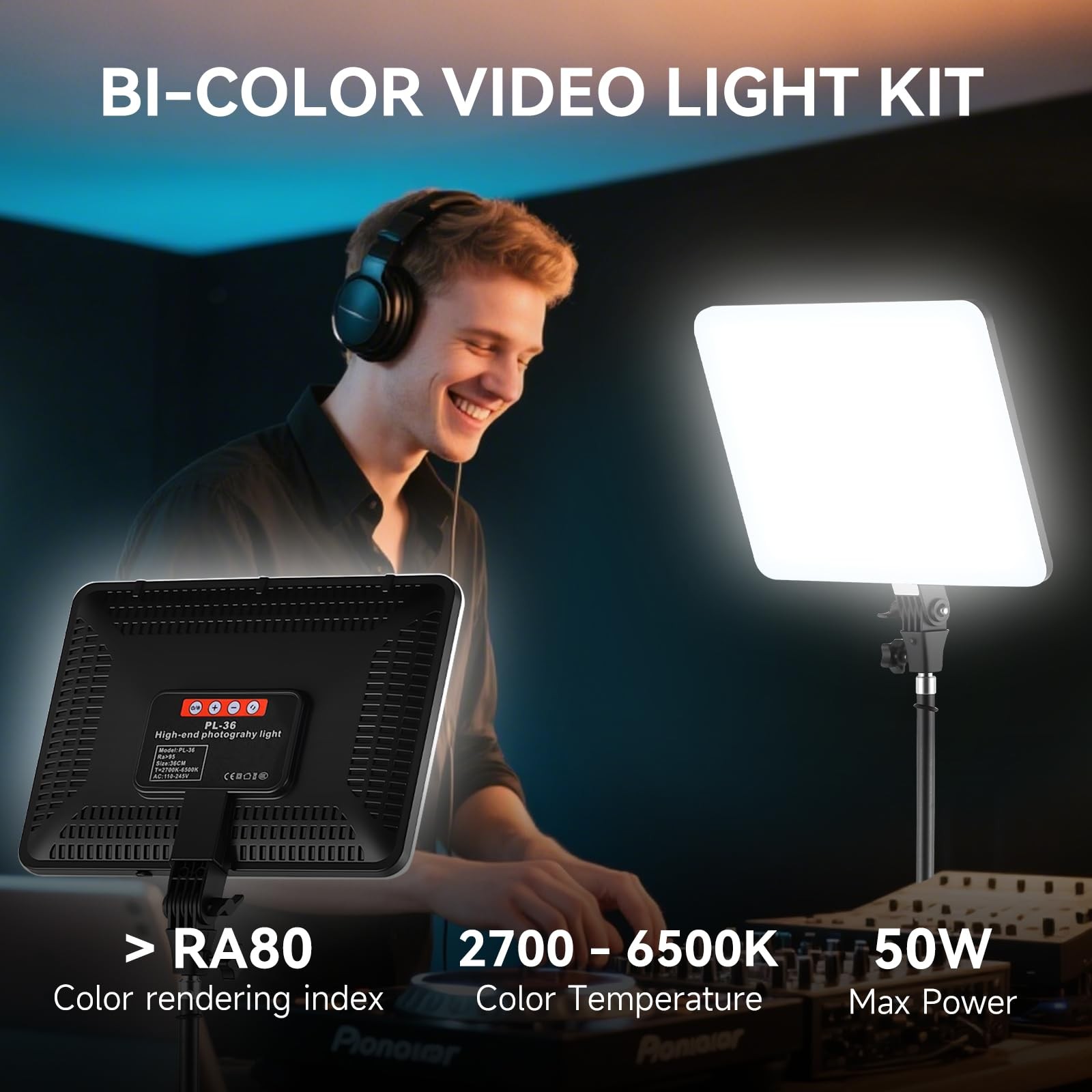 Studio Lights for Video Recording, 2-Pack Photography Lighting Kit with 75'' ...