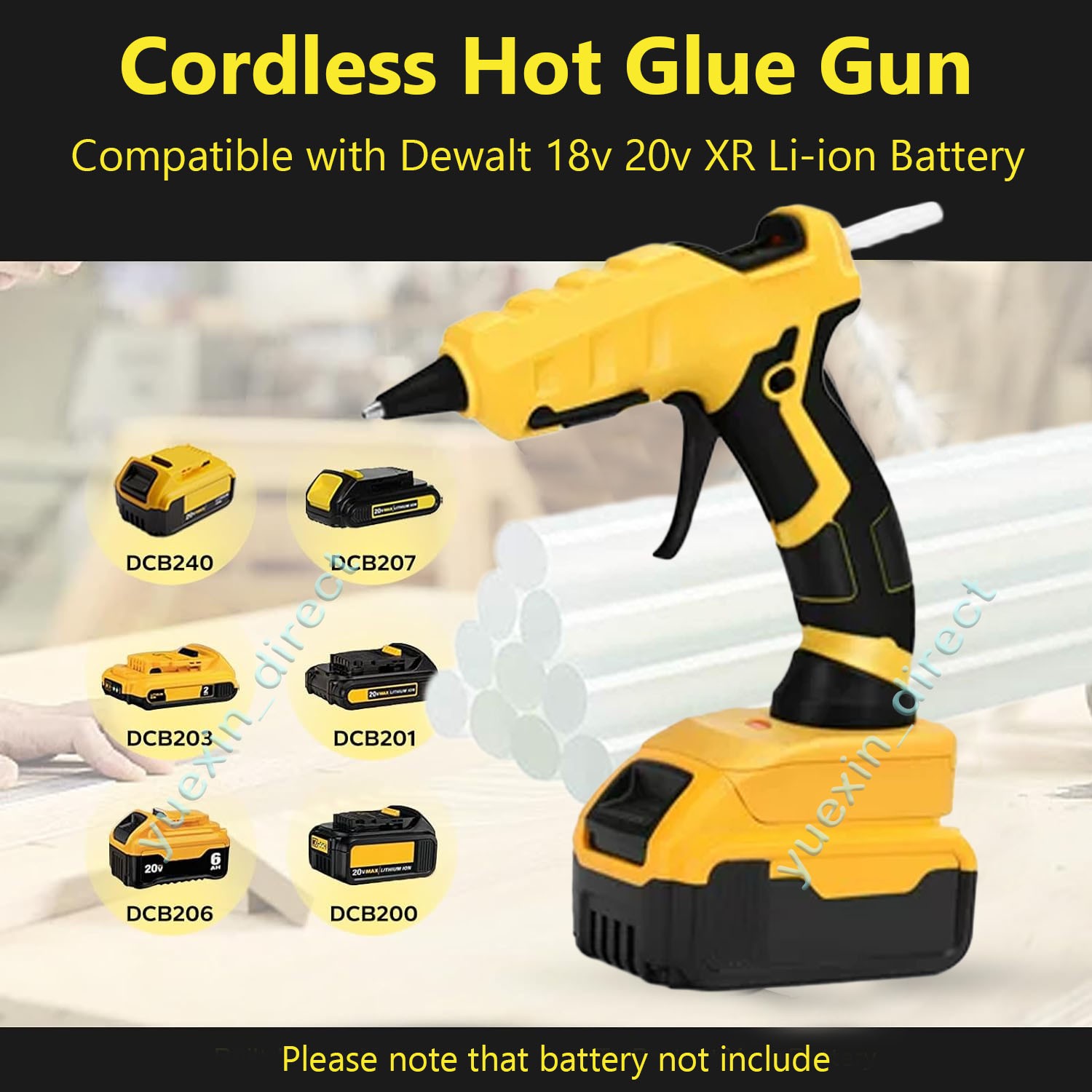 Cordless Hot Glue Gun Kit for DeWalt 18V/20V MAX Battery(Battery NOT Included)