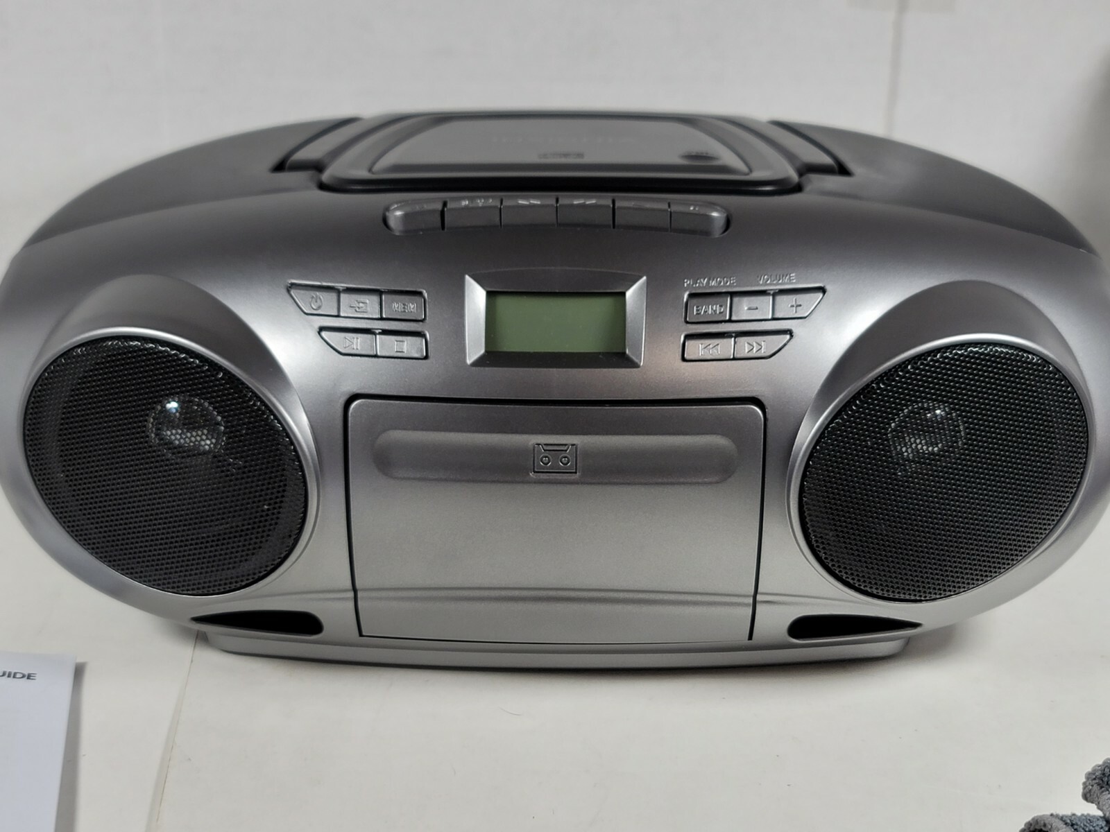 Insignia - AM/FM Radio Portable CD Boombox with Bluetooth - Silver/Black