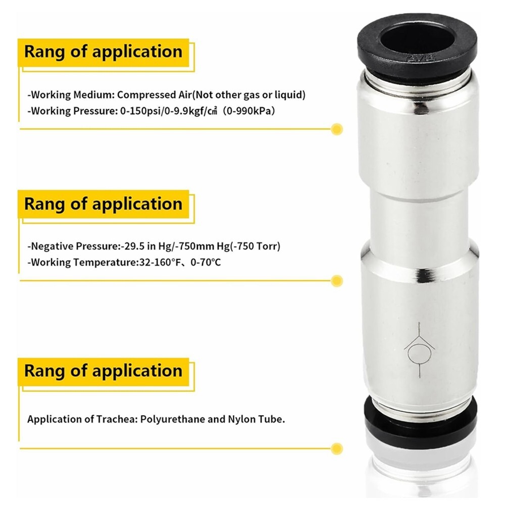 2x 1/4" OD Check Valve Push to Connect One Way Inline Air Pneumatic Valves C357