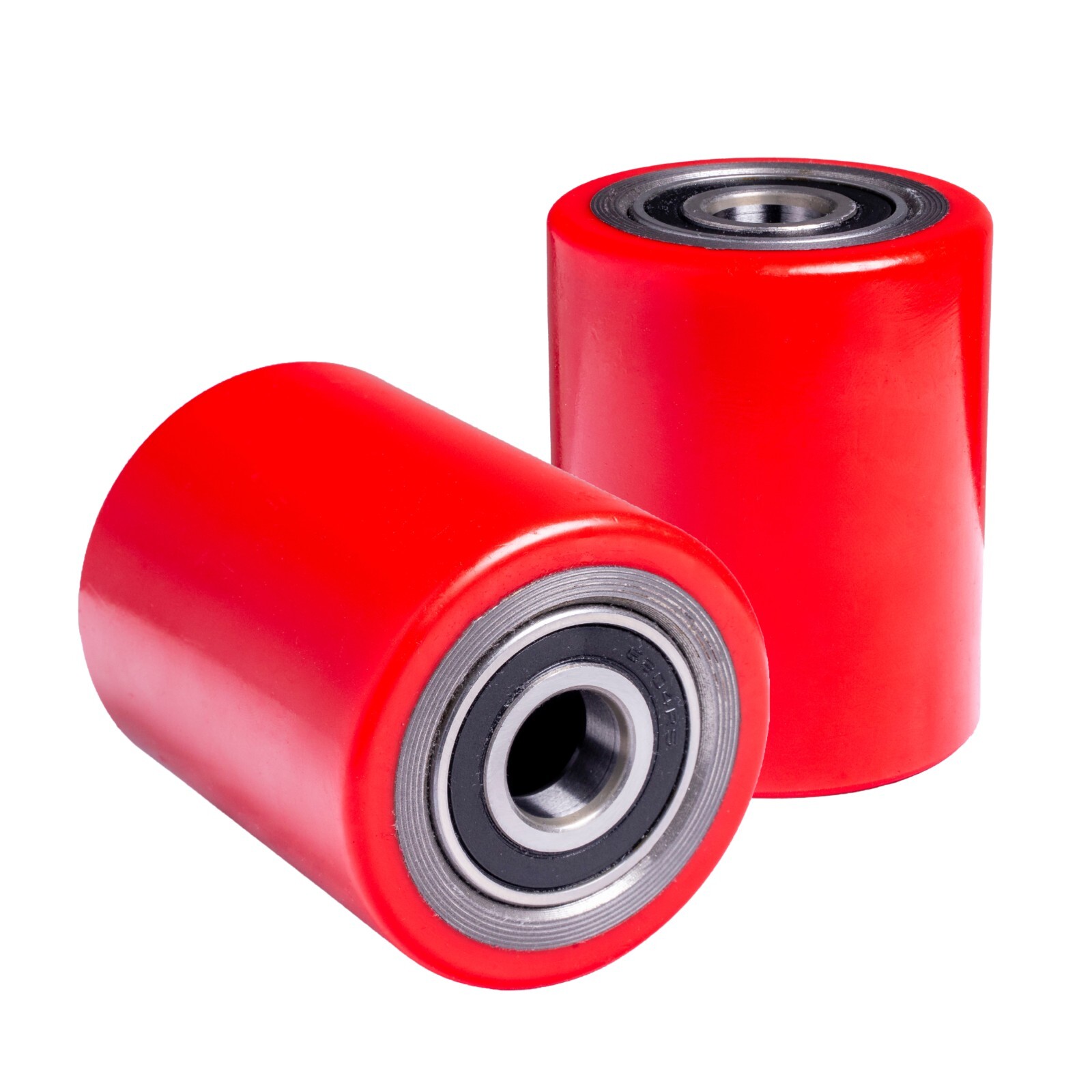 Pallet Jack/Truck Load Wheels Full Set with Axles and Rollers 3" x 3.75" Red