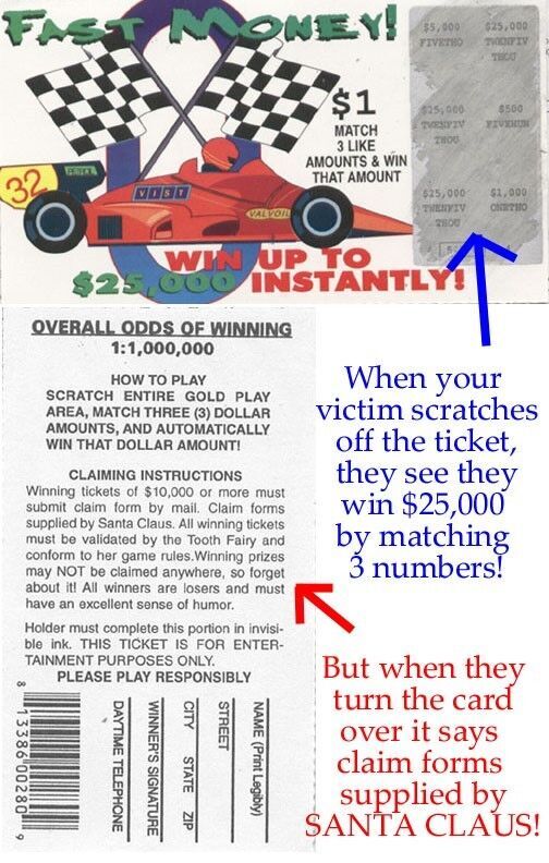 4 PHONY FAKE ALL WINNING SCRATCH OFF LOTTO LOTTERY TICKETS - Fun Gag Joke Prank