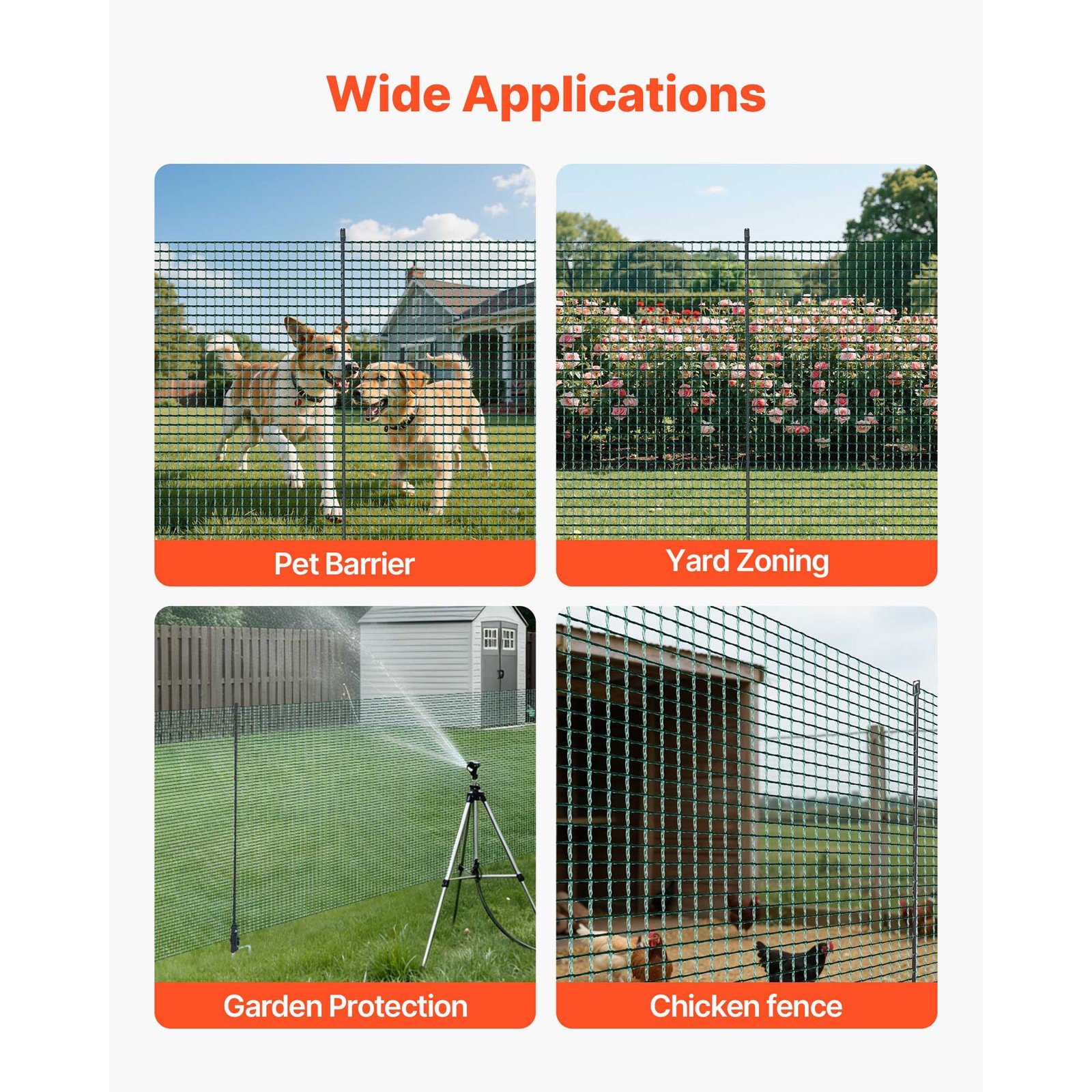 Uimoso Temporary Fence Netting with Posts 3 x 164 FT Plastic Safety Mesh Netting