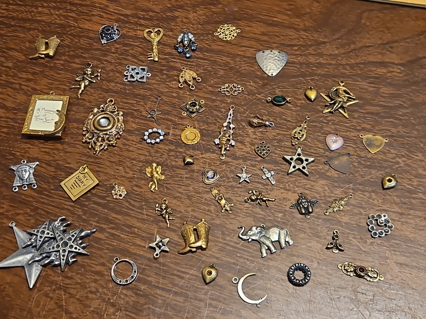 Lot Of 50 Mixed Parts Pcs France Vintage 60s Brass Stampings Findings Jewelry 25