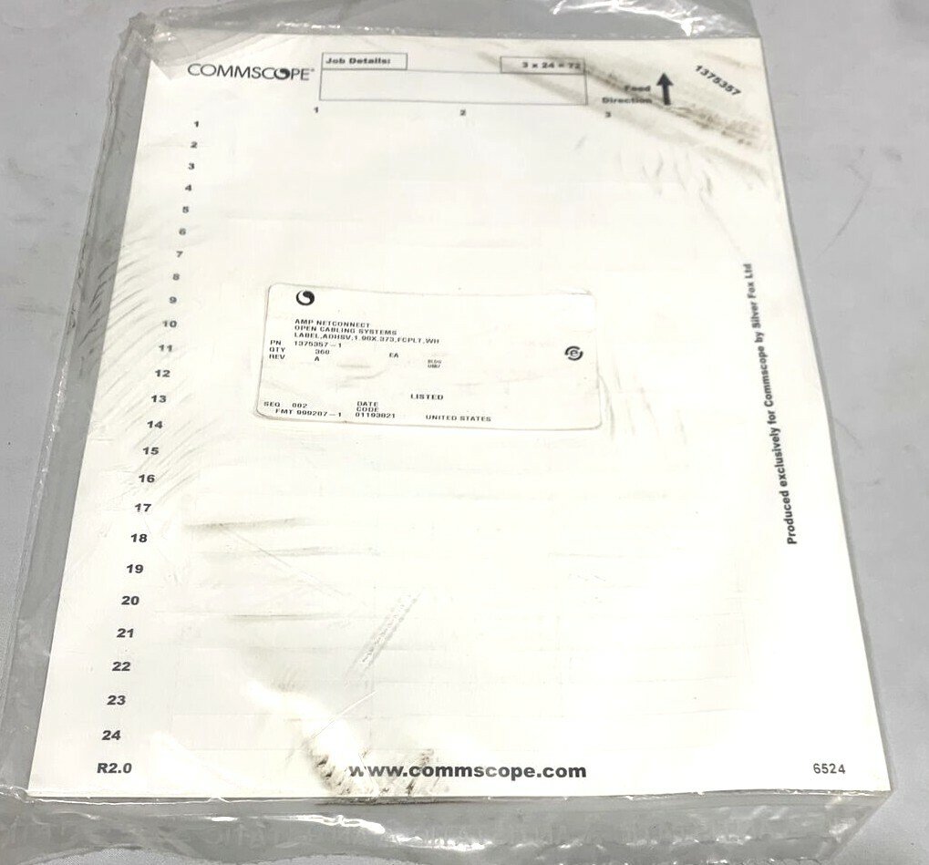 CommScope Adhesive Label Sheets 6524 1375357