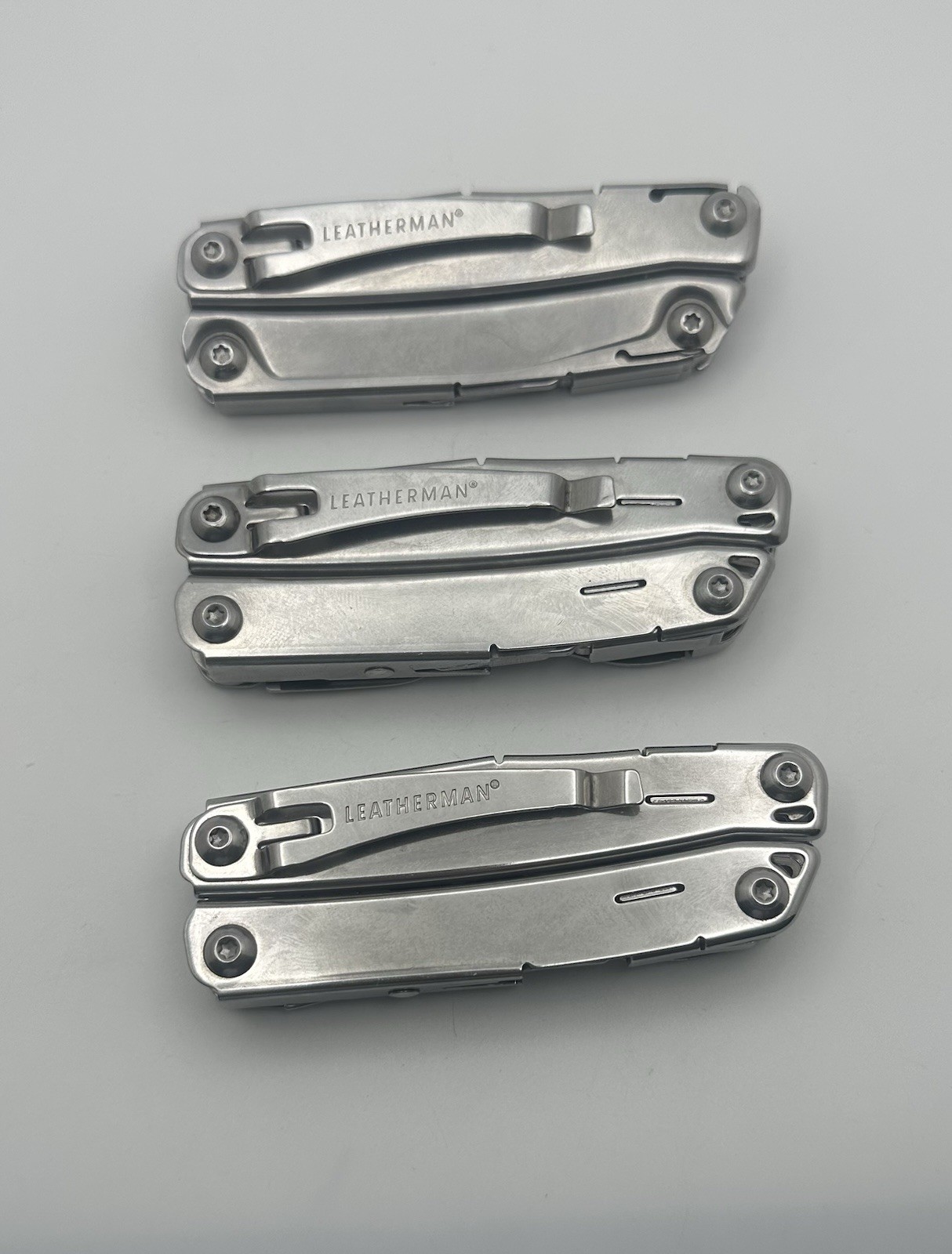 Lot Of 3 Leatherman Stainless Multi Tools Wingman Sidekick And Rev Great Shape