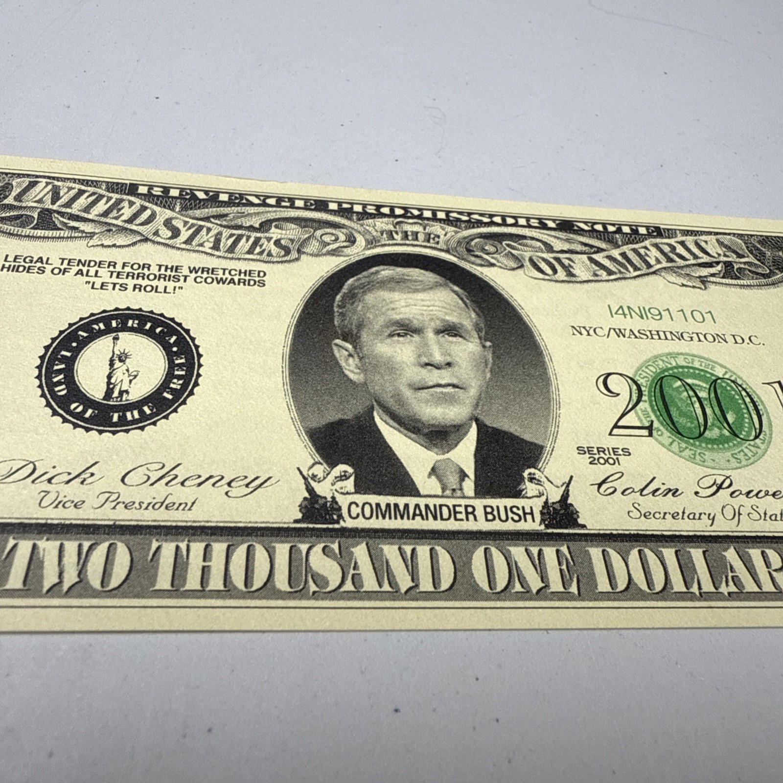 1 Vintage 2001 Dollar Bill George Bush Commemorative Currency 9/11 Memorial WTC