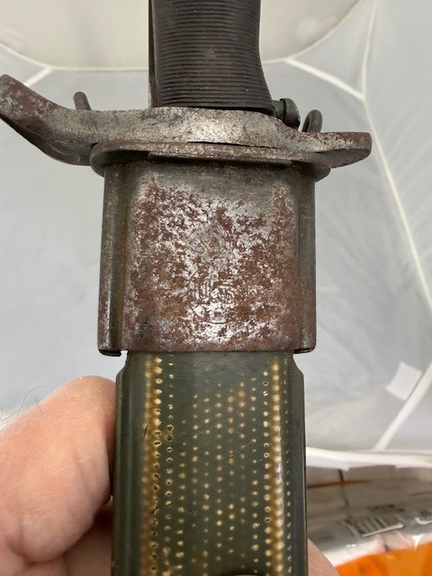 WW2 Original AFH U.S. Flaming Bomb 1943 M1 GARAND 10” BAYONET and SCABBARD