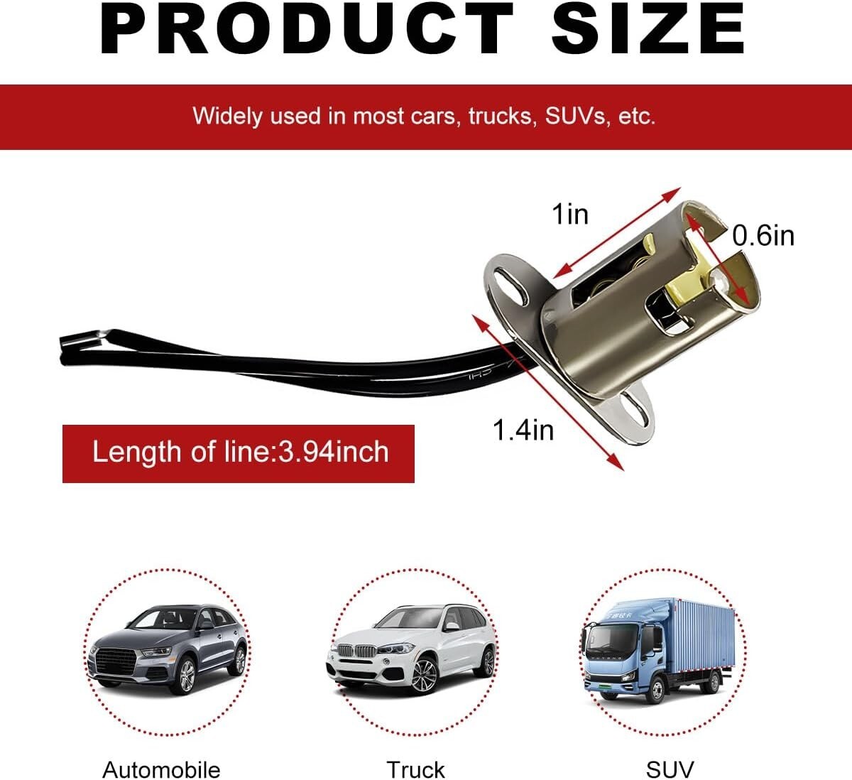 BAY15D 1157 LED Light Bulb Socket Holder with Wire Connector for Car Auto Truck