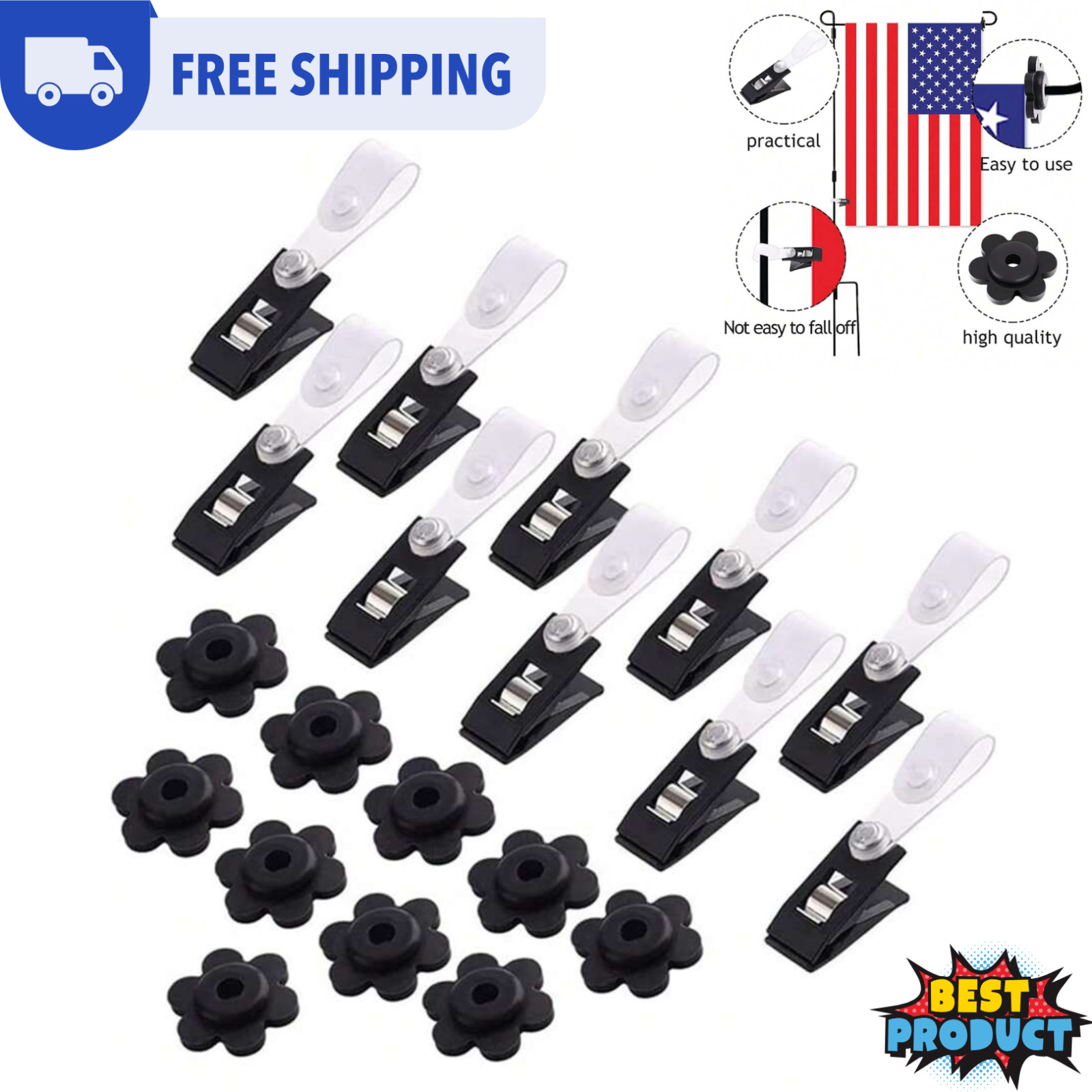 Garden Flag Clip Rubber Stopper Anti Wind Clip For Flag Pole Anley Accessories