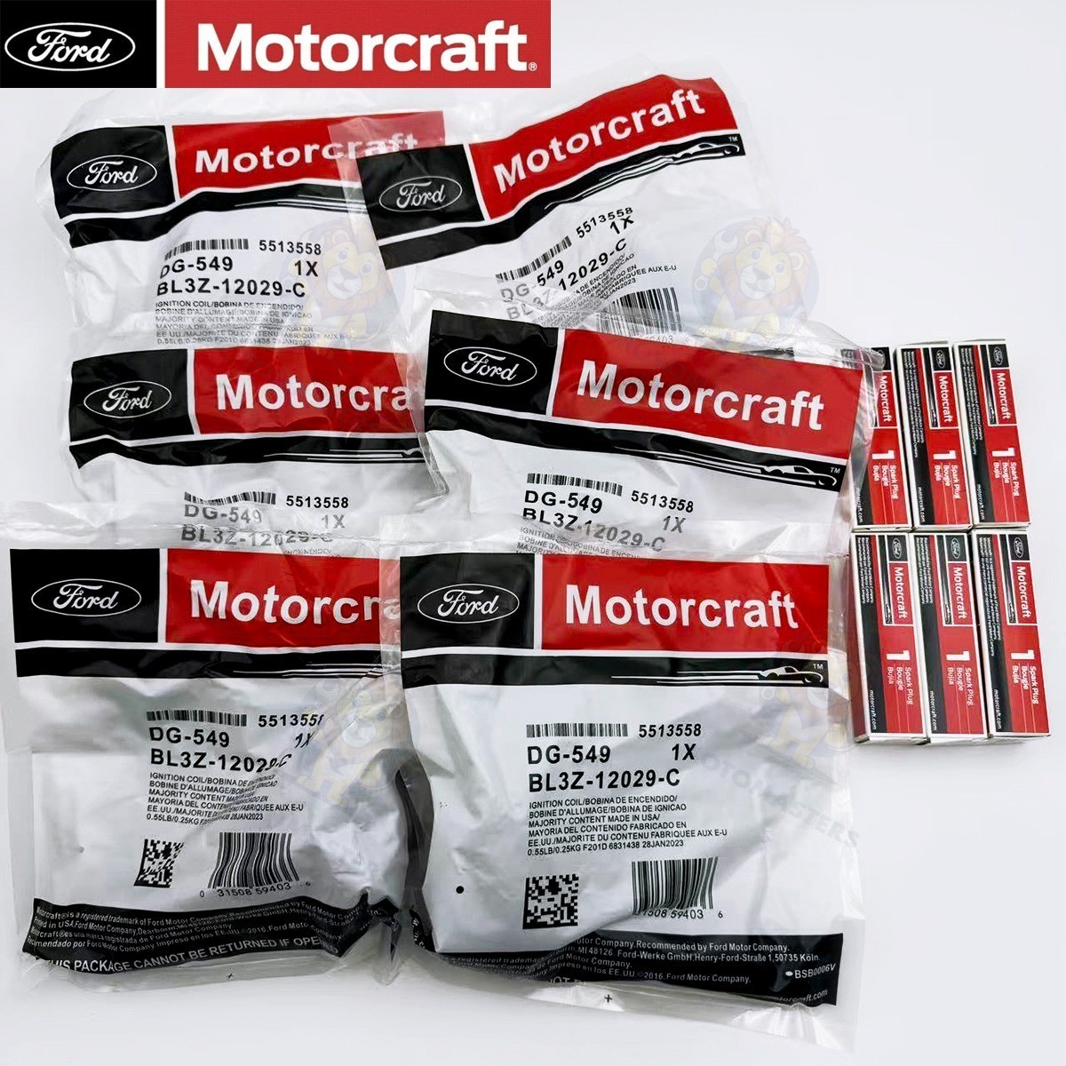 6PCS GENUINE DG549 Ignition Coil SP580 Spark Plug For Motorcraft Ford F150 3.5L