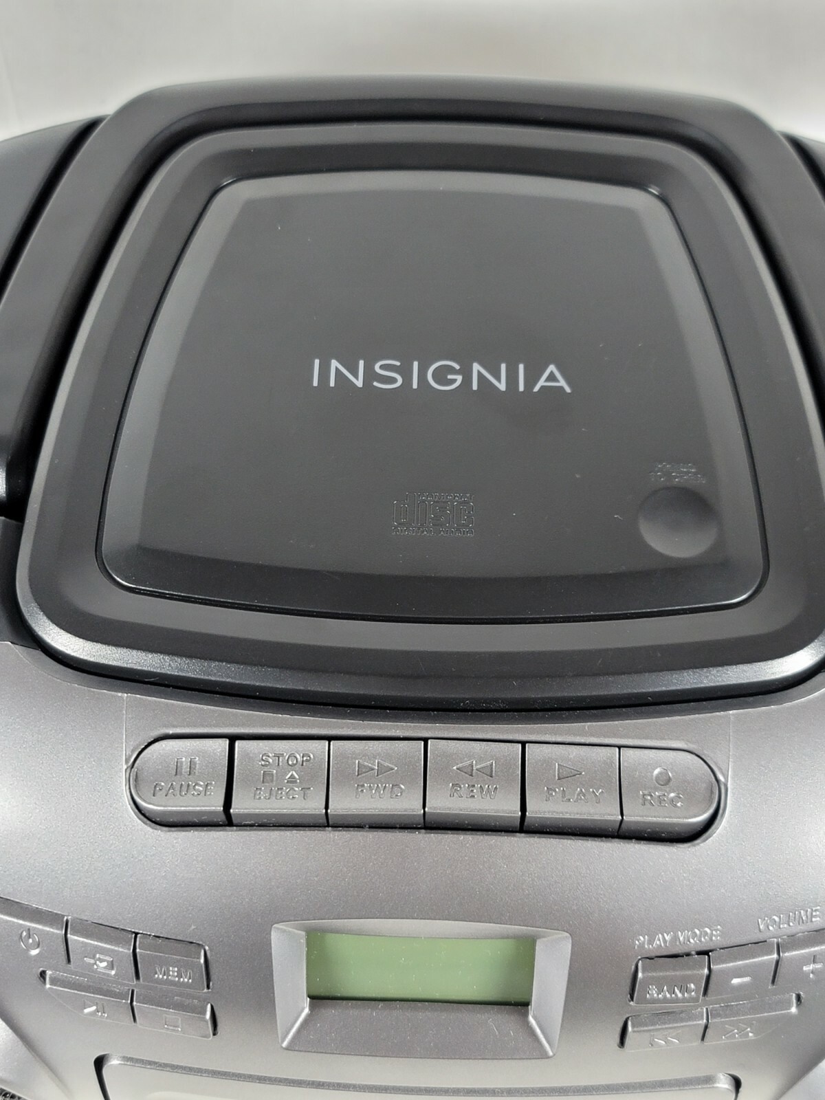 Insignia - AM/FM Radio Portable CD Boombox with Bluetooth - Silver/Black