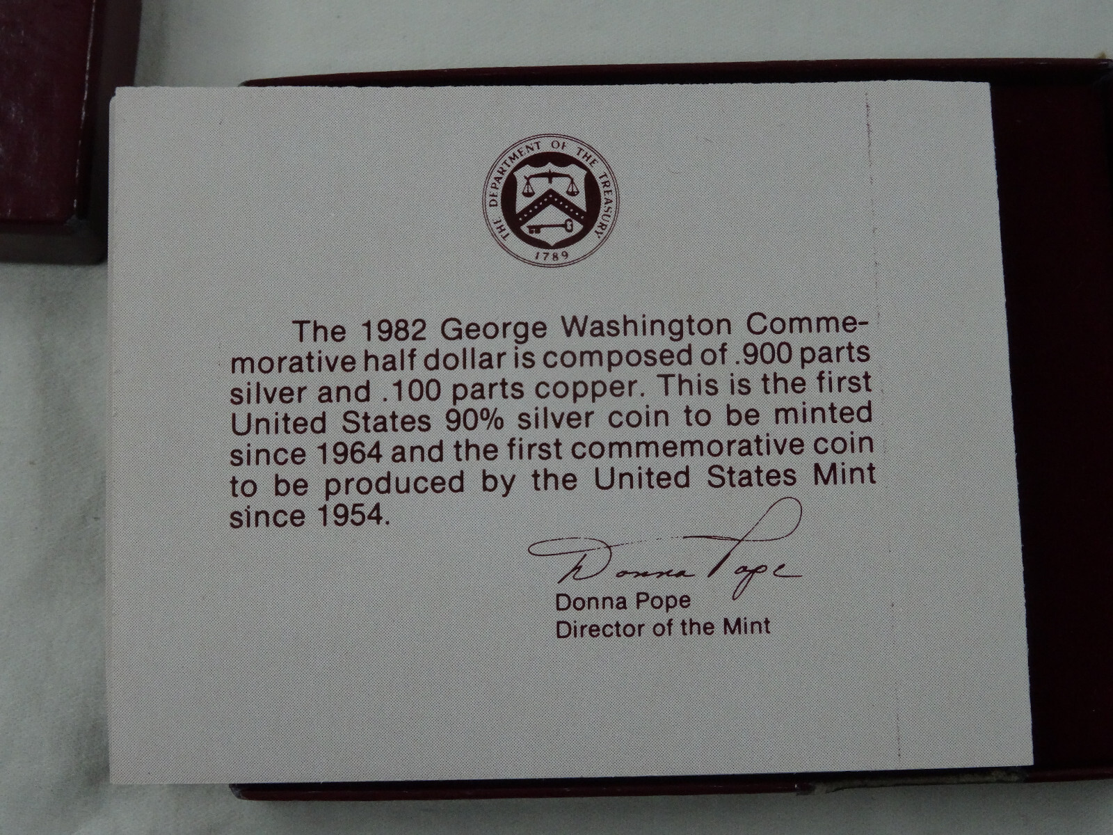 1982-S George Washington Commemorative Half Dollar Proof 50C 90% SIlver US Coin