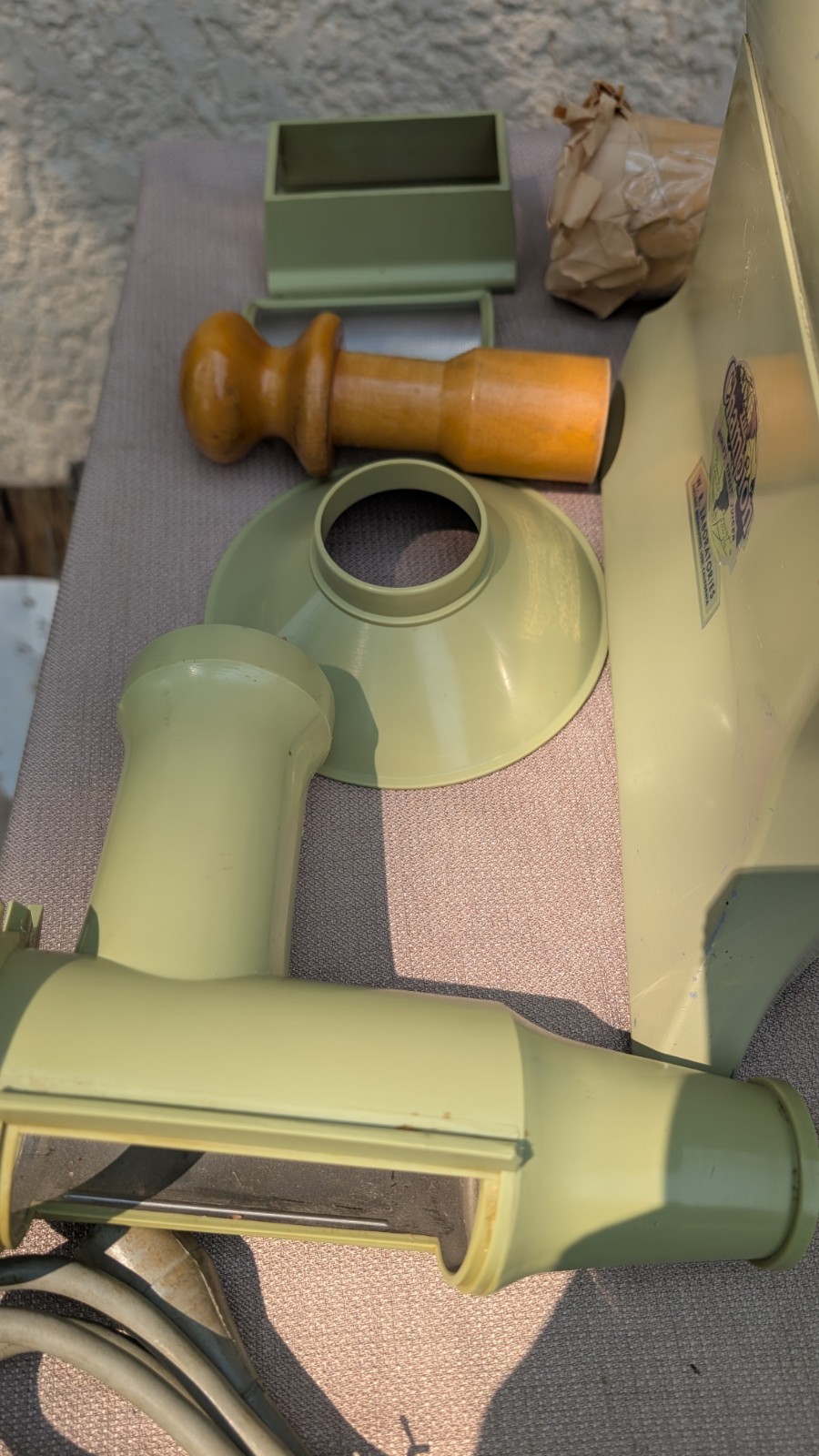 Champion Juicer Avocado heavy duty. "Cord shows wear but works fine"