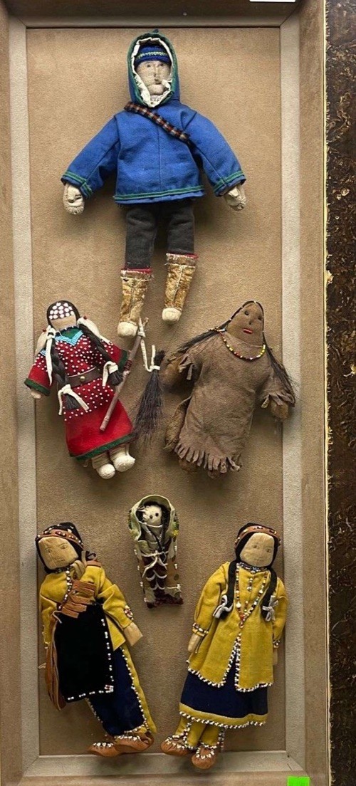 Native American dolls in shadowbox Kachina Indian Lot Collection Display Tribe