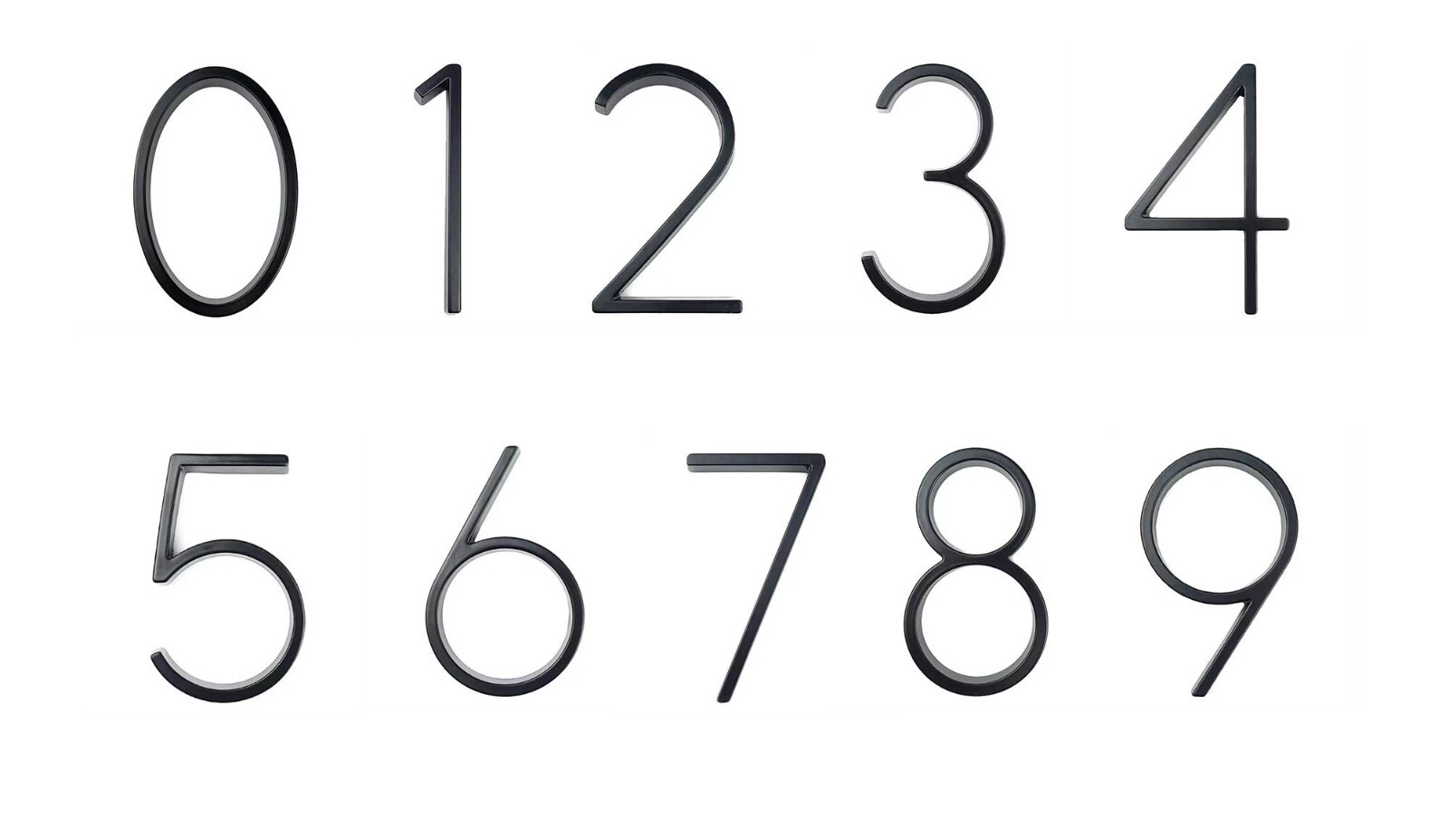 5-Inch Black Metal House Address Numbers, Modern Floating Screw-On