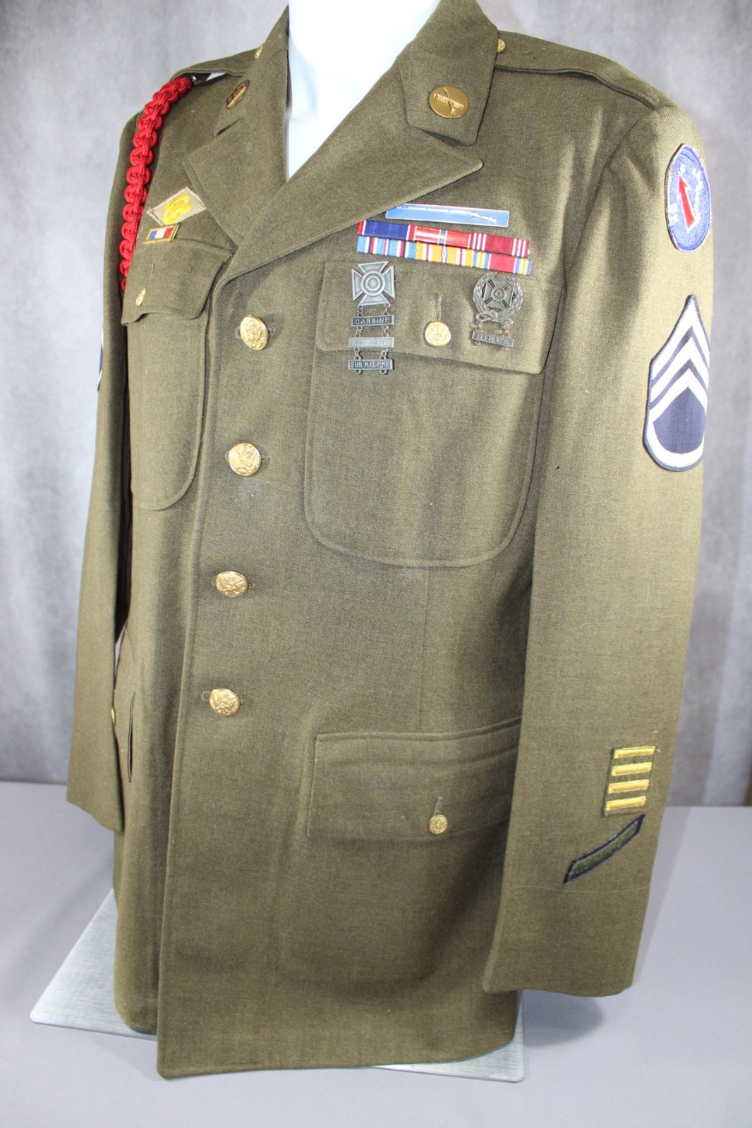 WWII US Army Uniform Tunic Jacket Pacific Command and 6th Army Patch DSC Ribbon