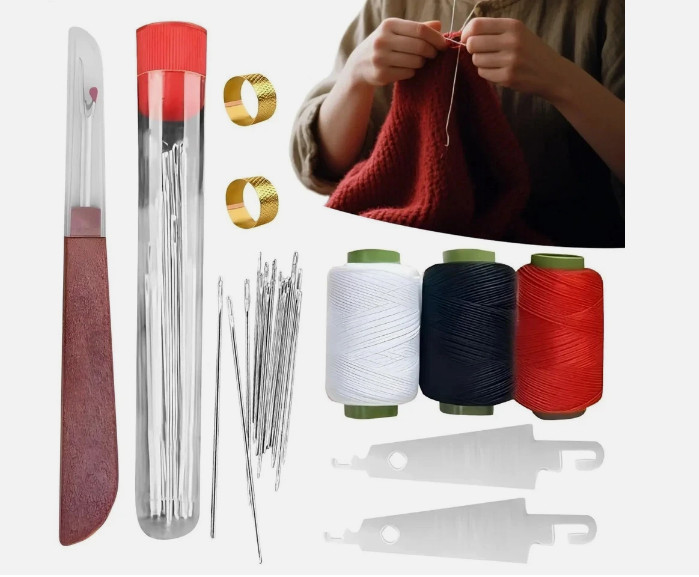 Big Eye Steel Needles Set, Stainless Steel Sewing Needle Kit US