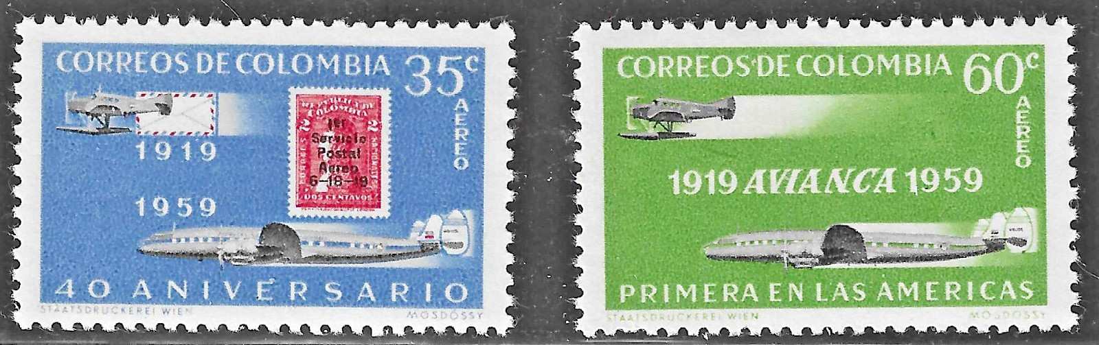 Colombia (1959) - Scott # C347 - C348,   MNH