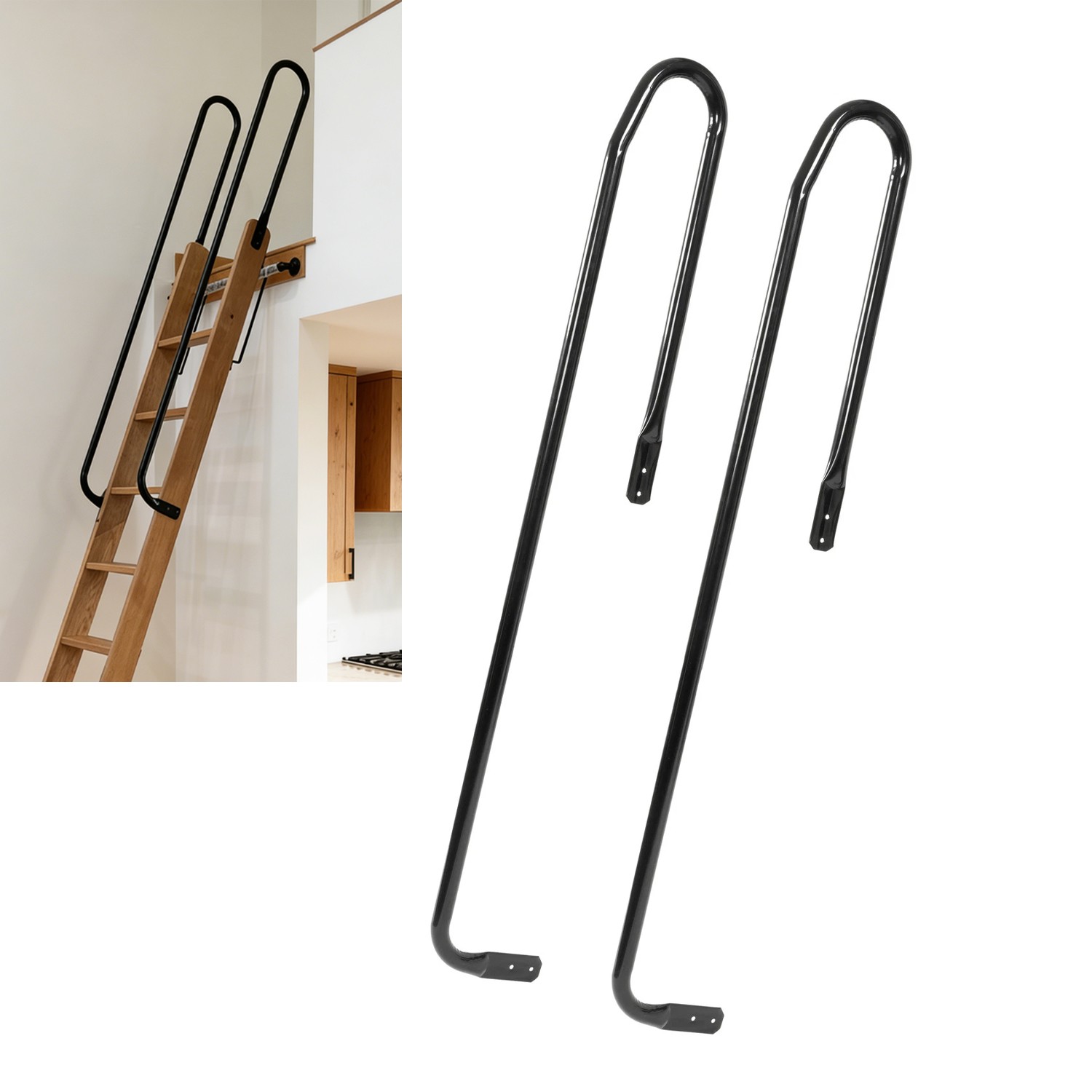 Safety Step Handrail Heavy Duty Metal Grab Rail for Indoor/Outdoor Stairs