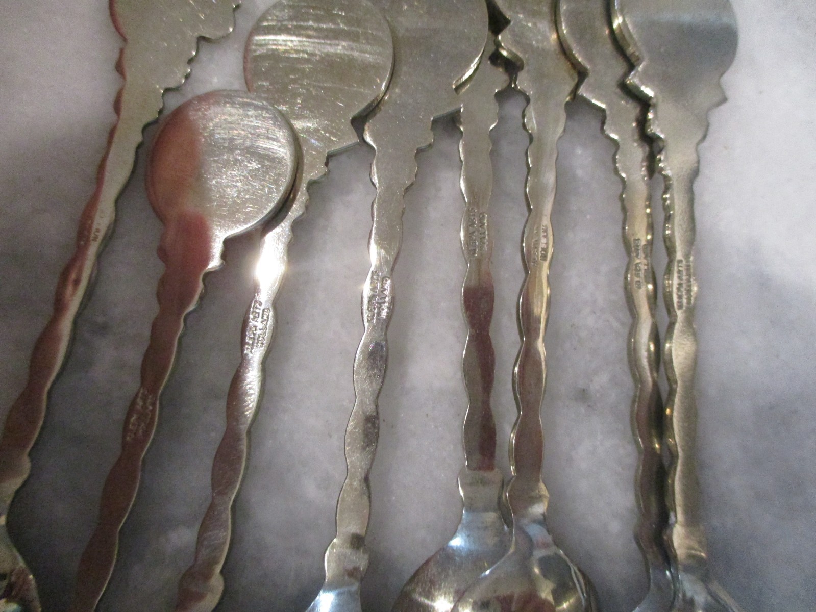 APOLLO SKYLAB MISSION SOUVENIR SPOONS SET(18) +STERLING APOLLO 11 ENAMEL-HOLLAND